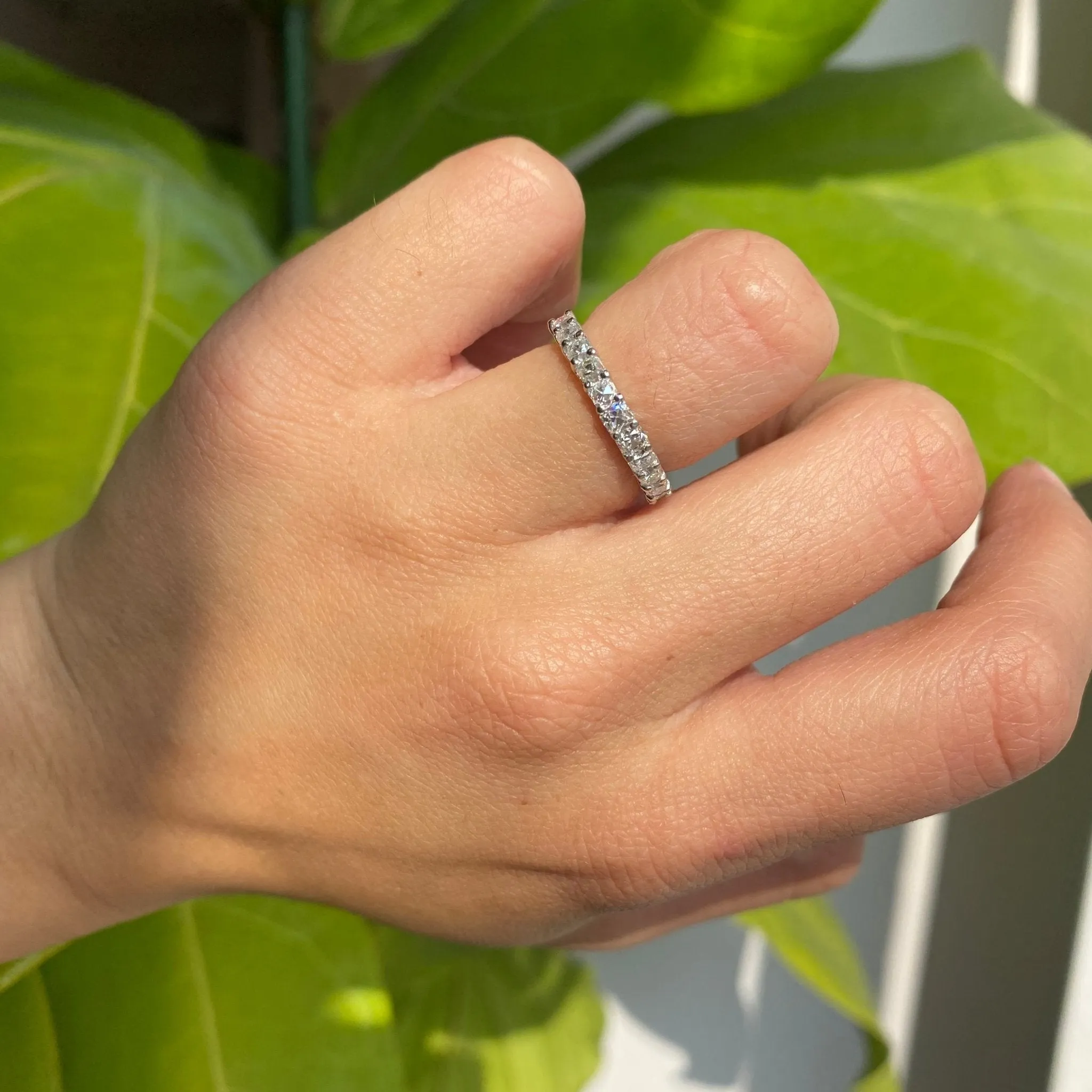 1.05ctw Old Mine Cut Diamond Half-Eternity Band
