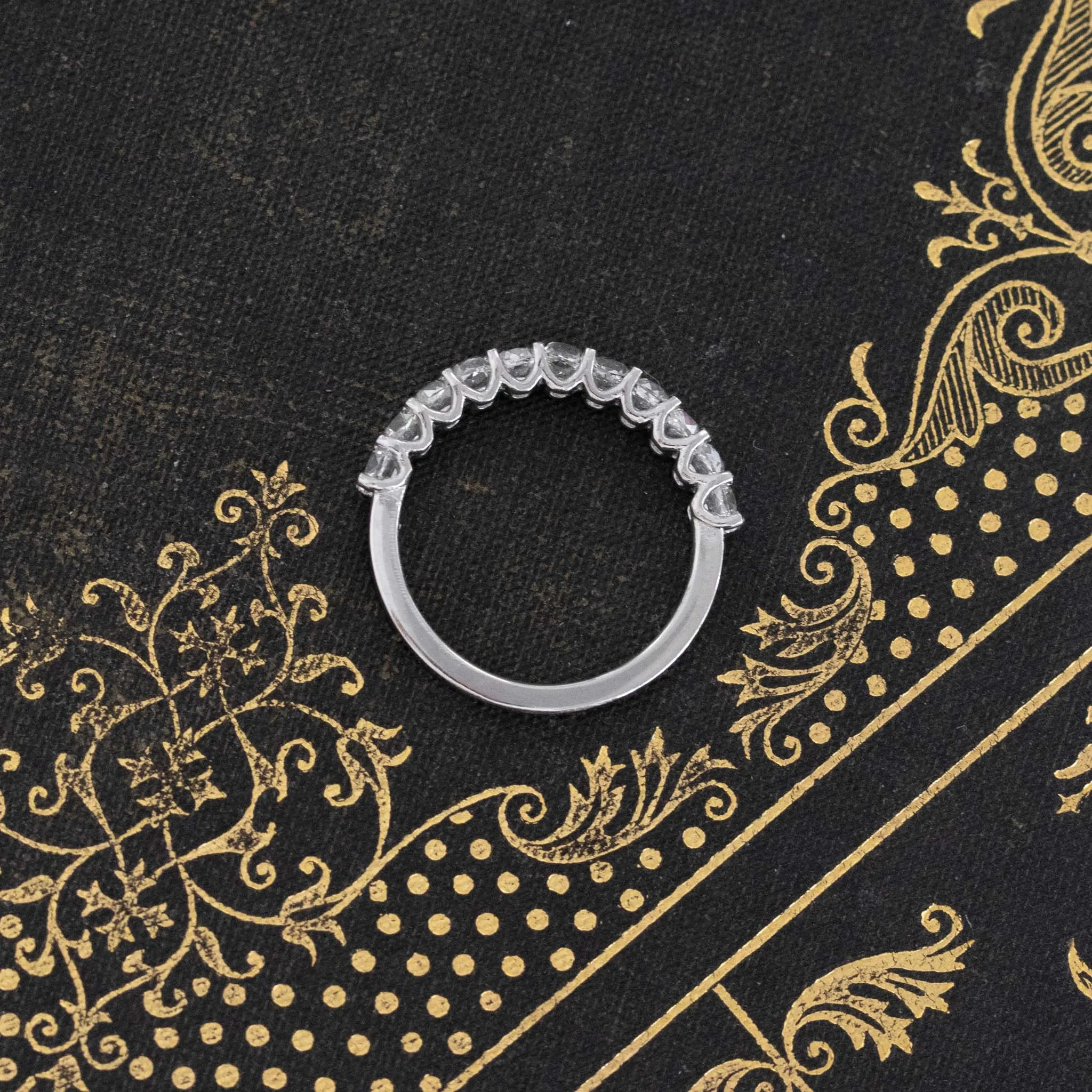 1.05ctw Old Mine Cut Diamond Half-Eternity Band