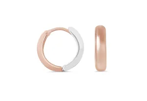 10K Rose & White Gold High Polish Plain Huggies Earrings