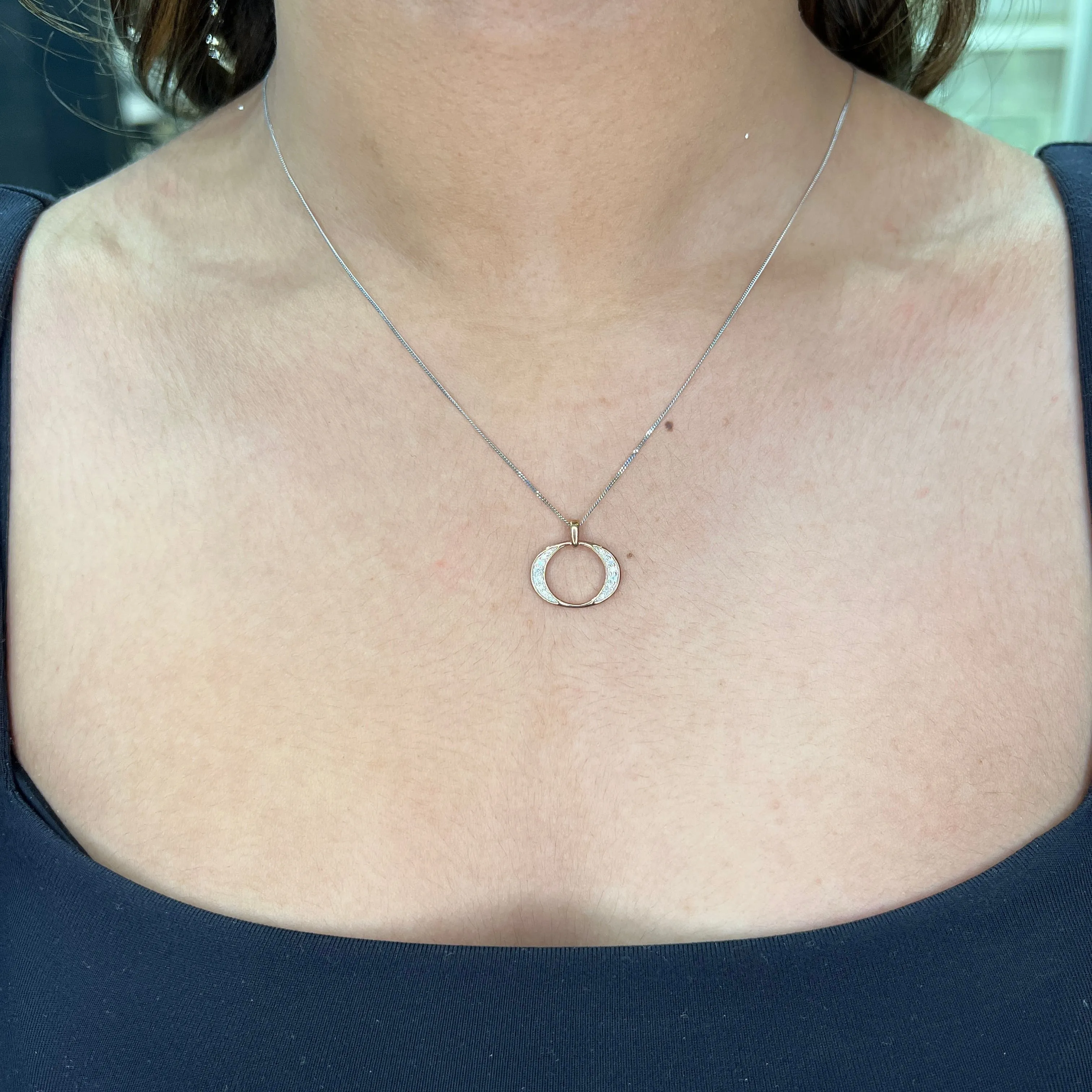 10K Rose and White Gold (0.10ct) Diamond Geometric Pendant