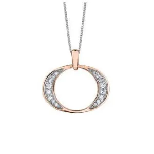 10K Rose and White Gold (0.10ct) Diamond Geometric Pendant