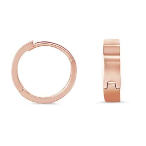 10K Rose Gold Plain MD Satin Finish Mini Huggies Earrings