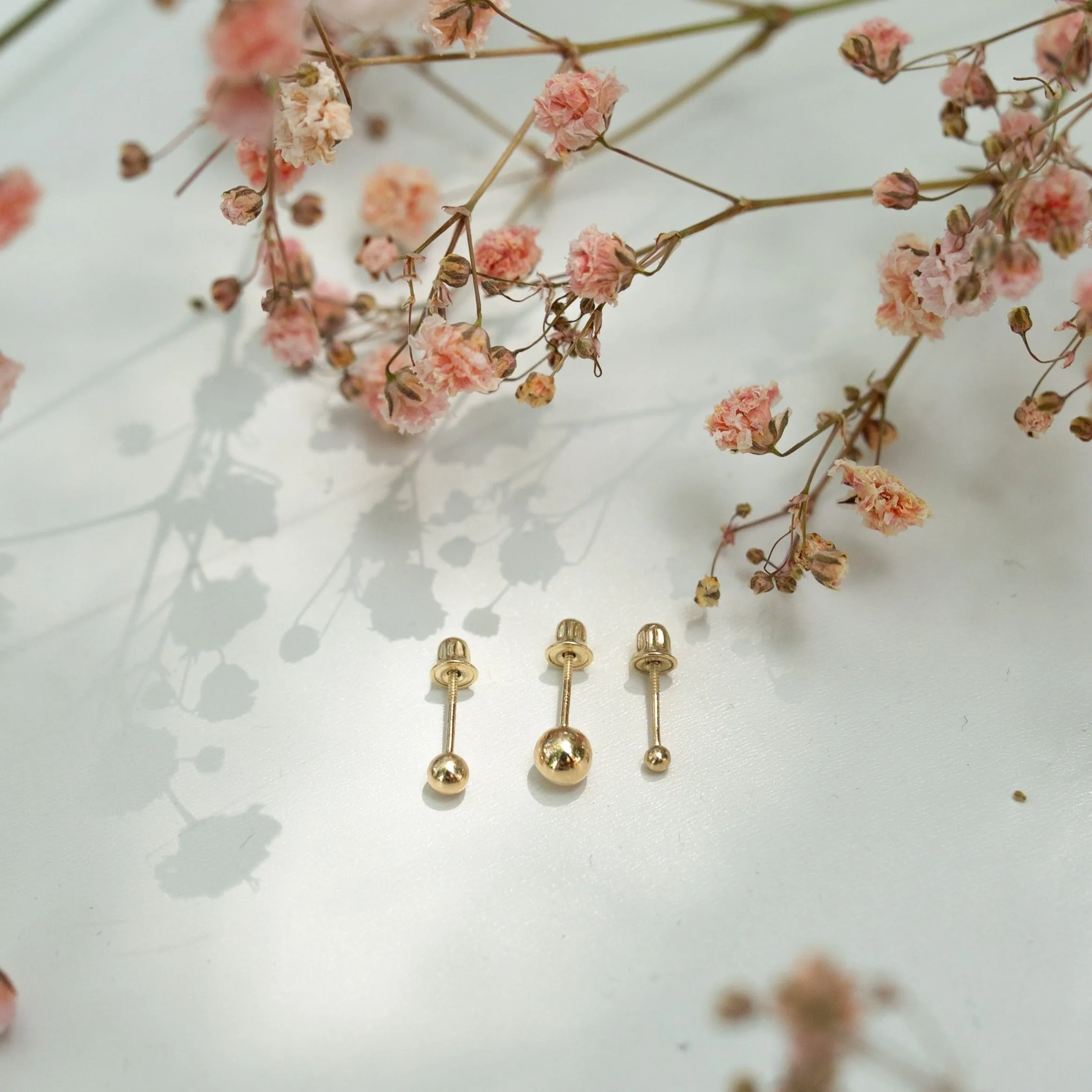 10k Solid Gold Sphere Studs