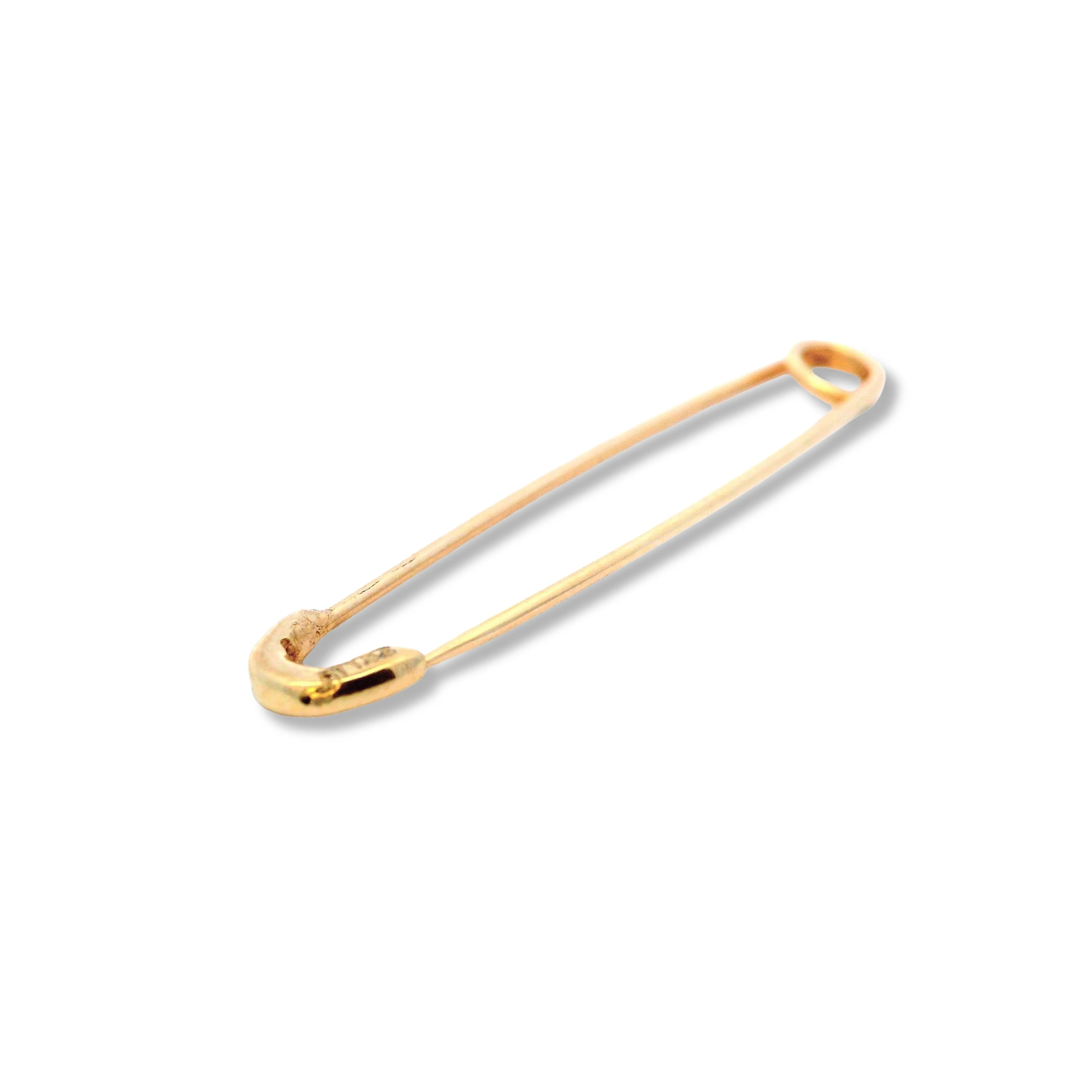 10K Yellow Gold Safety Pin Brooche