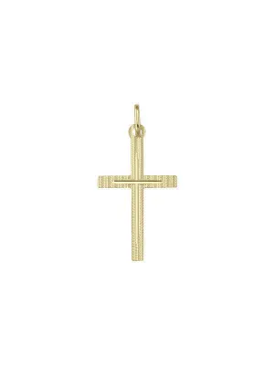 14 Karat Yellow Gold Religious Italian Cross in Cross Pendant