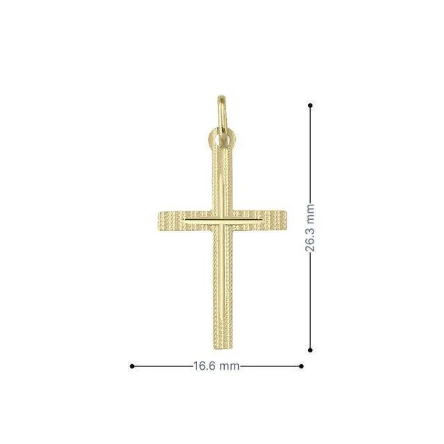 14 Karat Yellow Gold Religious Italian Cross in Cross Pendant
