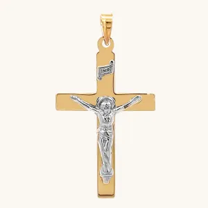 14K GOLD PLAIN INRI CRUCIFIX PENDANT