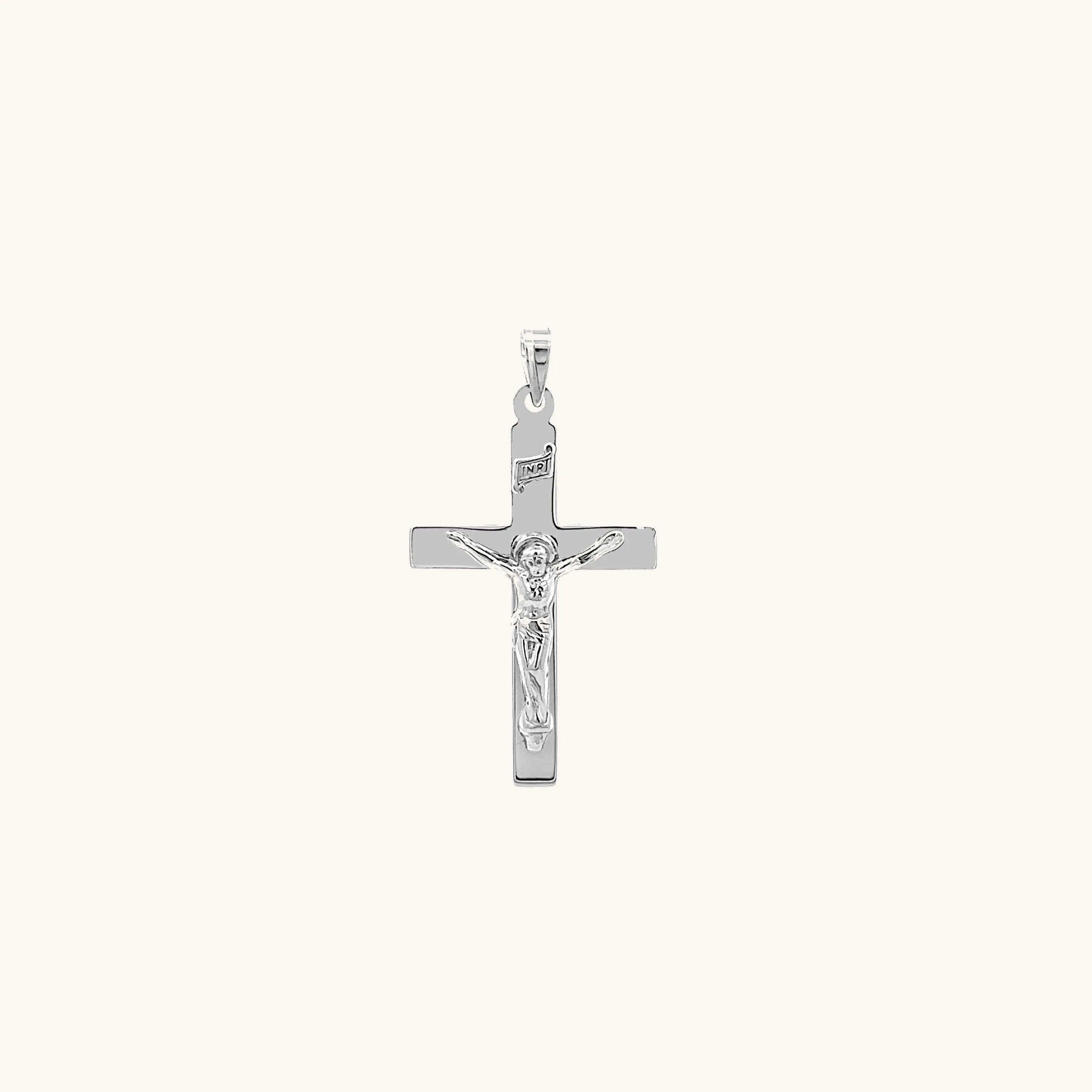 14K GOLD PLAIN INRI CRUCIFIX PENDANT