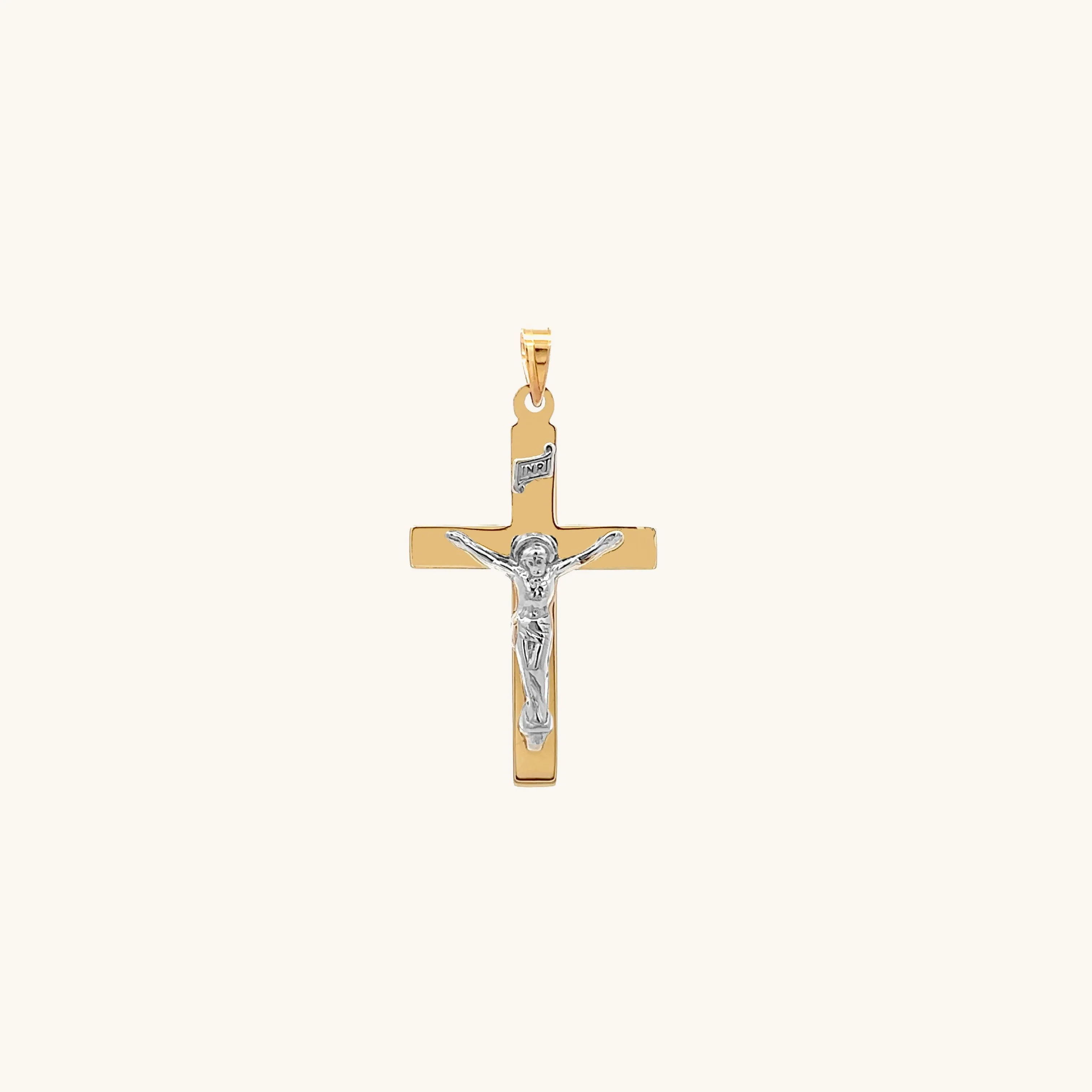 14K GOLD PLAIN INRI CRUCIFIX PENDANT