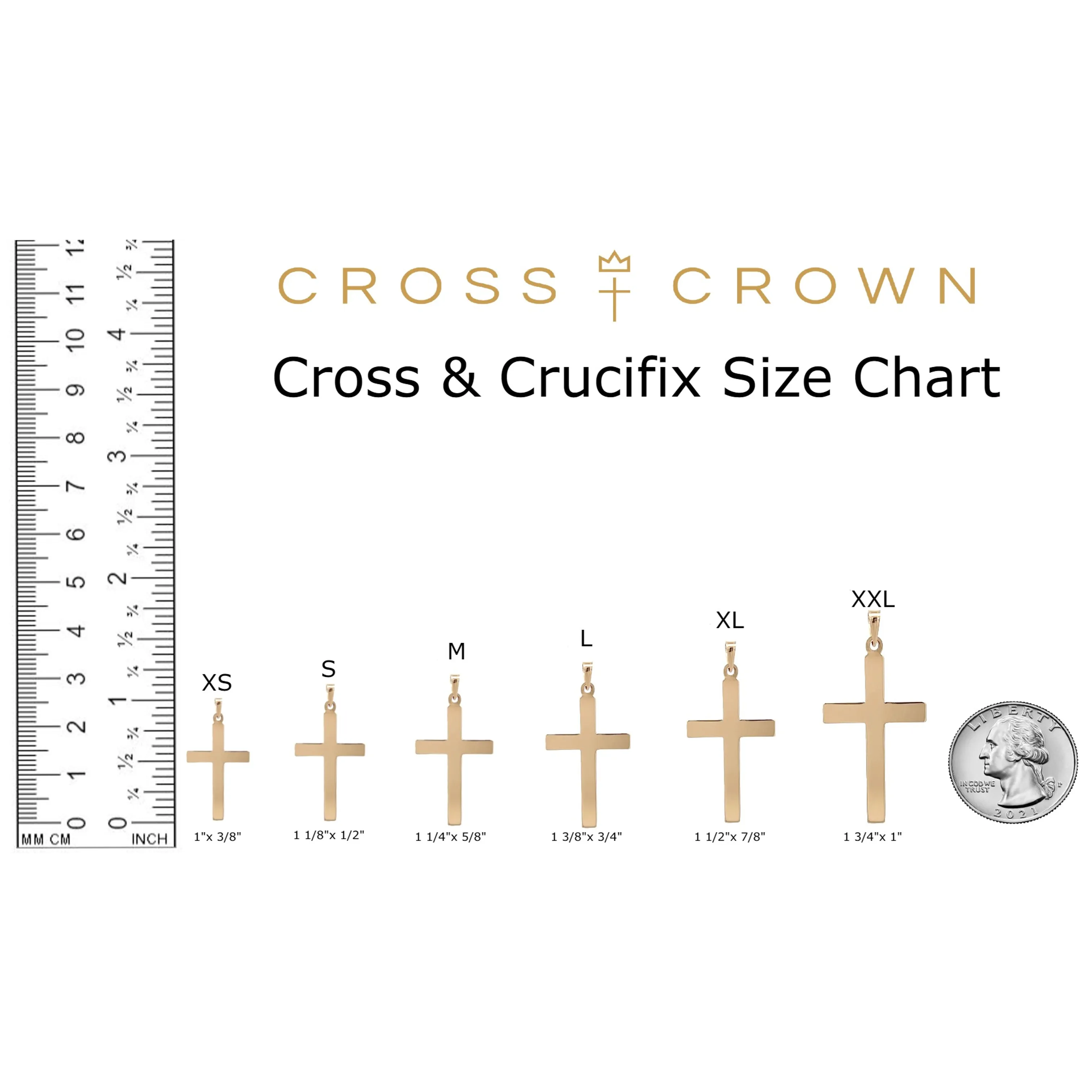 14K GOLD PLAIN INRI CRUCIFIX PENDANT