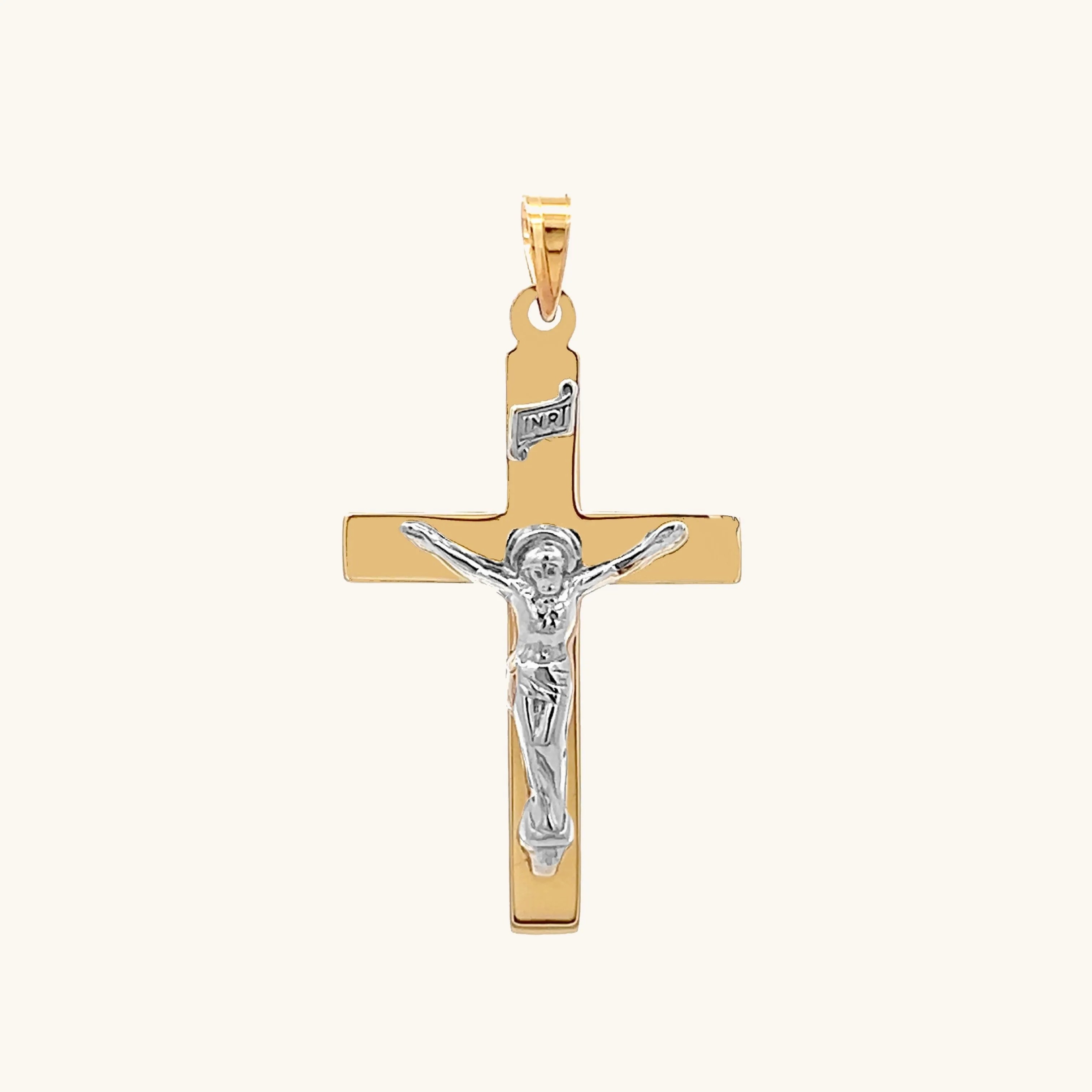 14K GOLD PLAIN INRI CRUCIFIX PENDANT