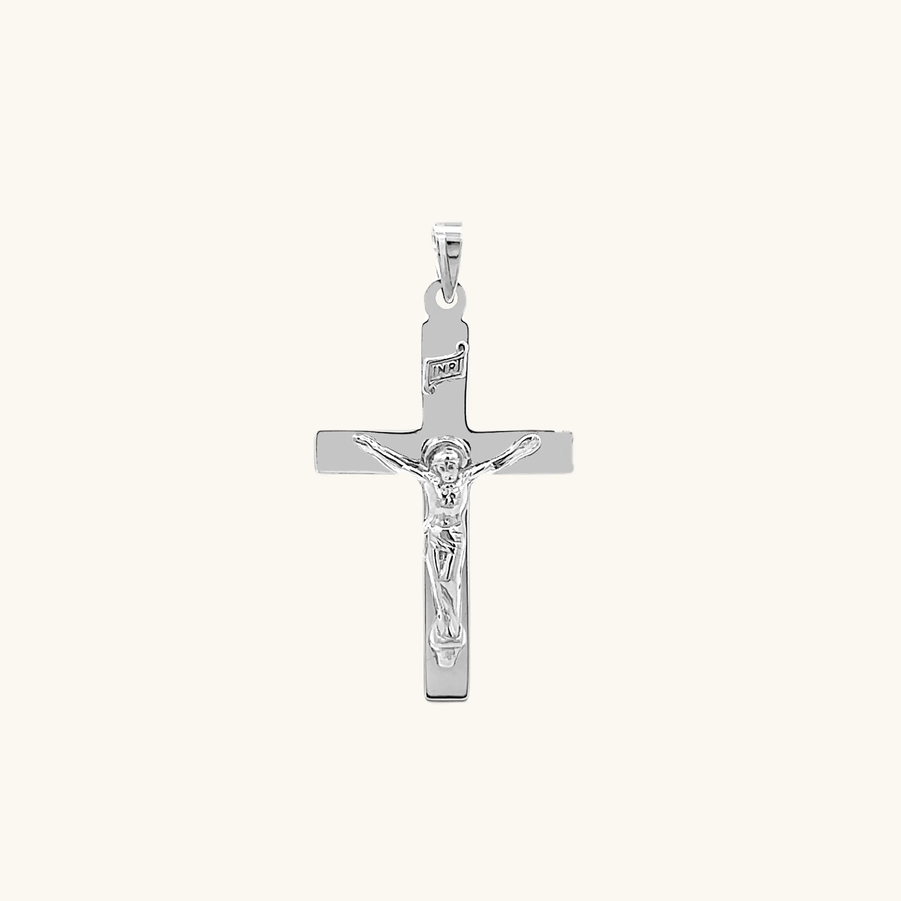 14K GOLD PLAIN INRI CRUCIFIX PENDANT