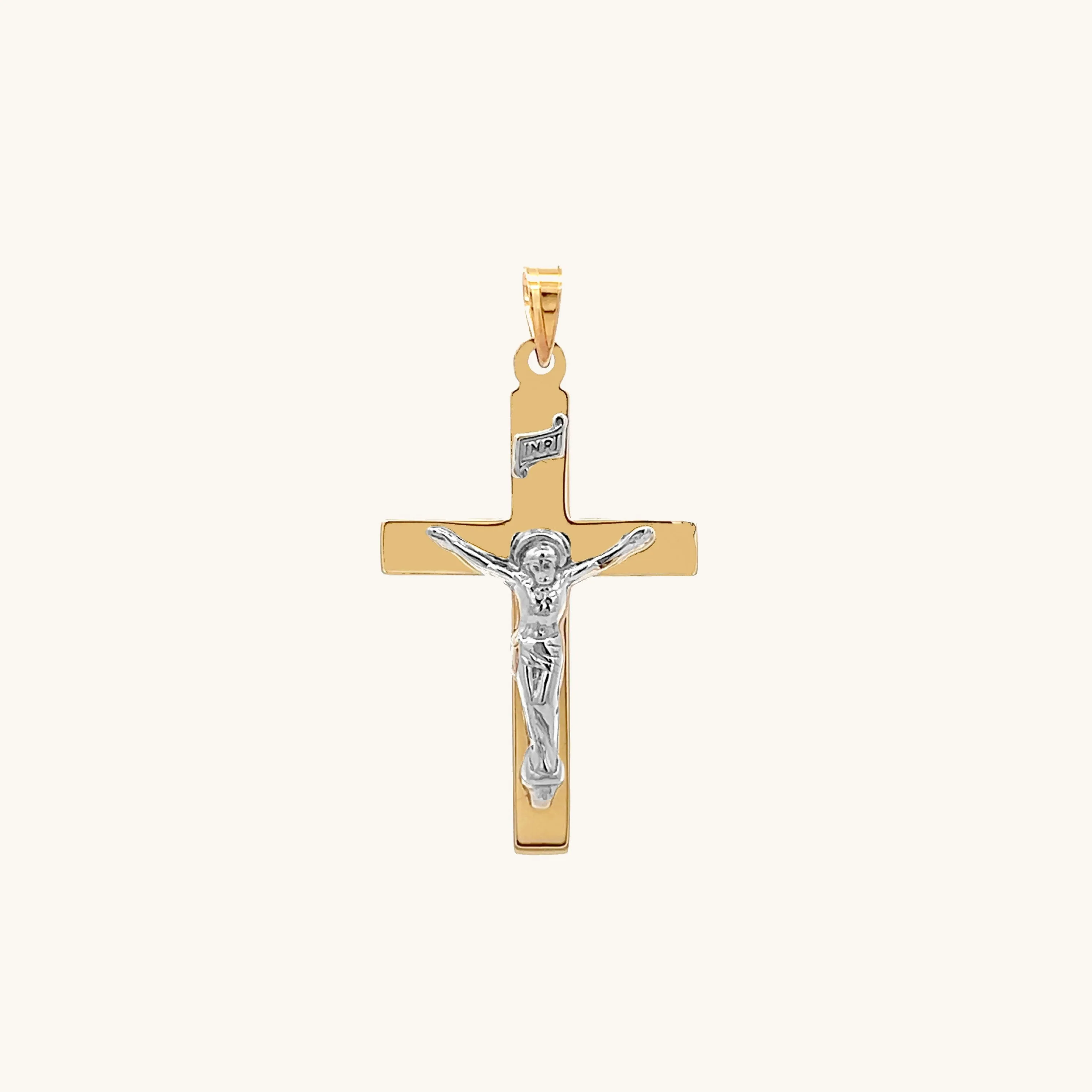 14K GOLD PLAIN INRI CRUCIFIX PENDANT