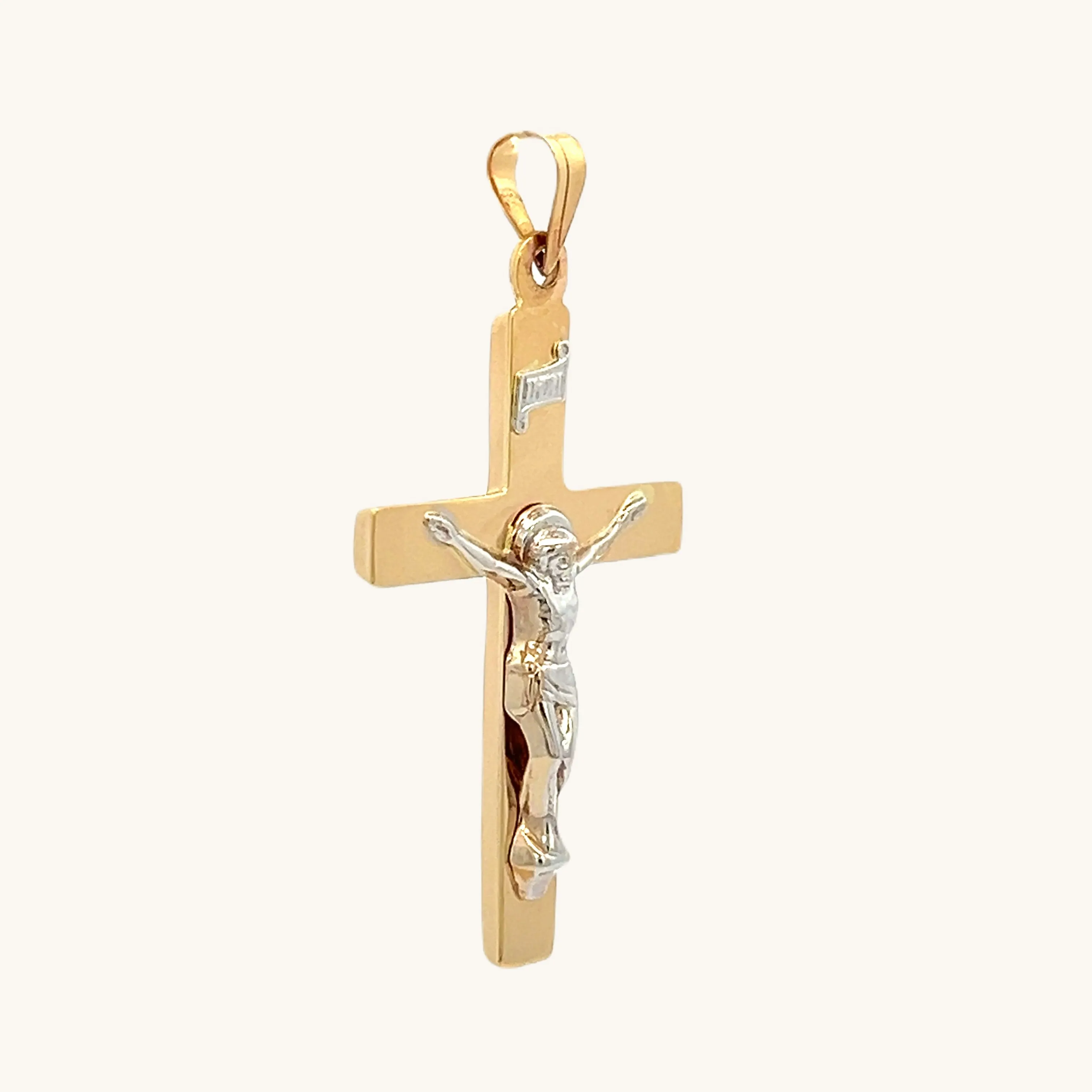 14K GOLD PLAIN INRI CRUCIFIX PENDANT