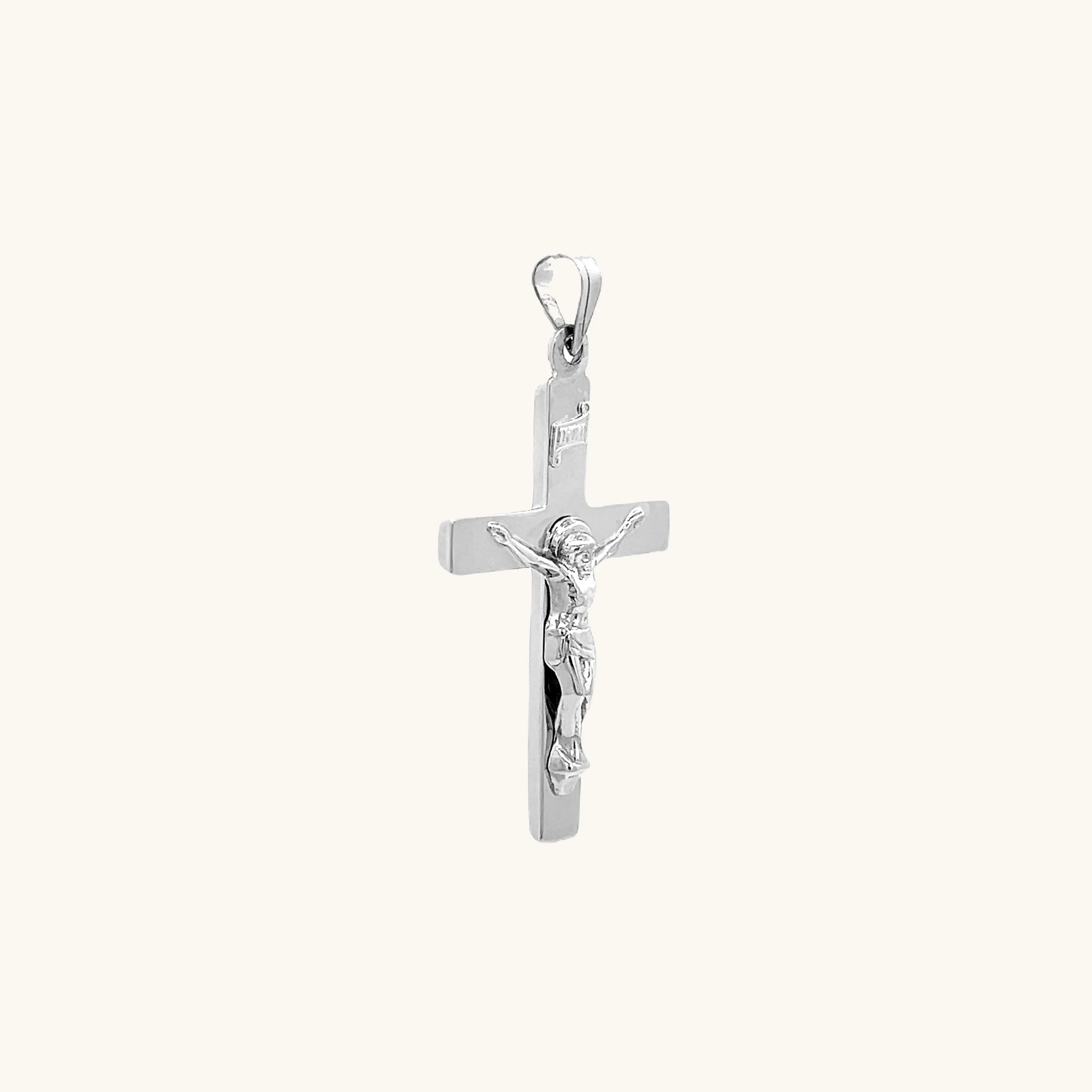 14K GOLD PLAIN INRI CRUCIFIX PENDANT