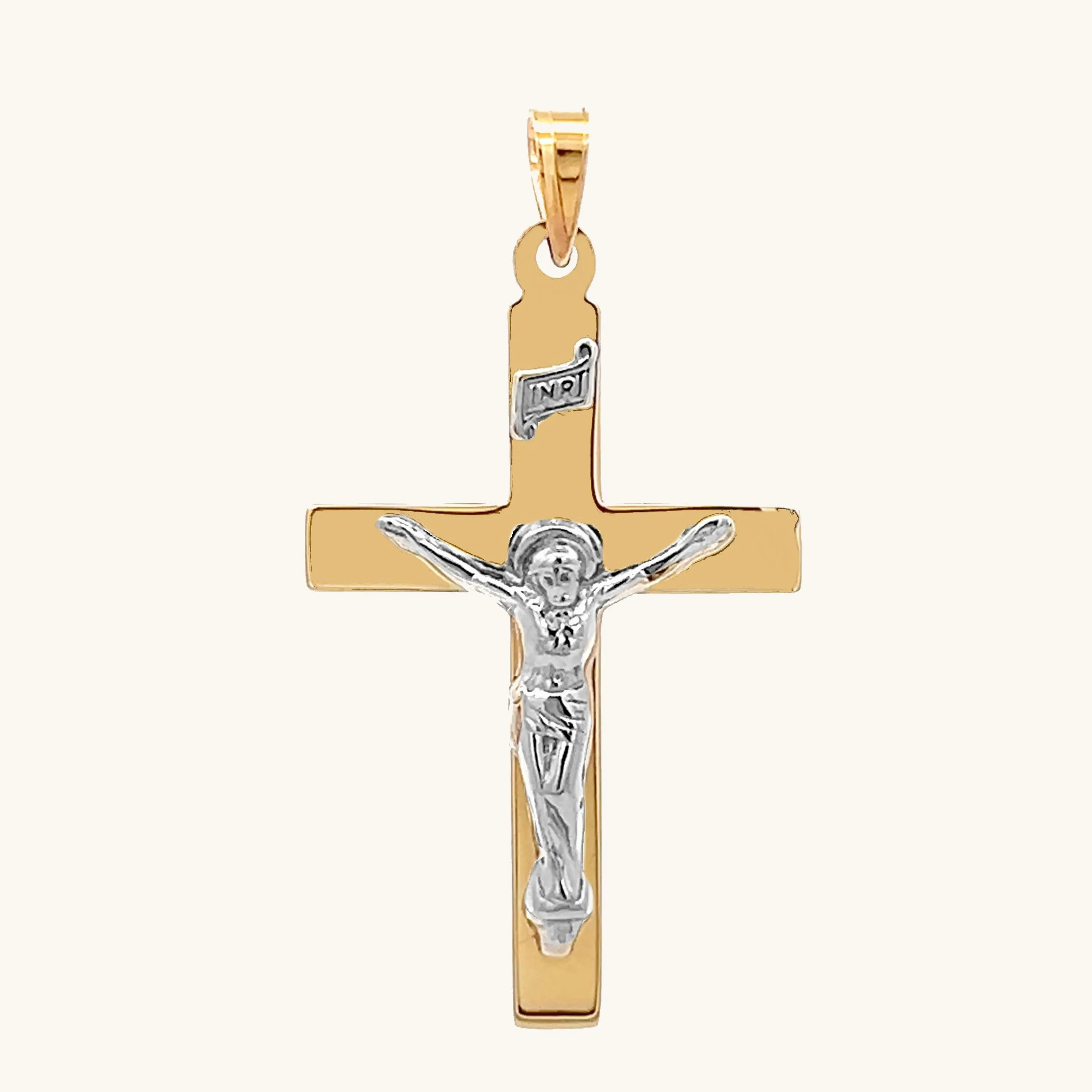 14K GOLD PLAIN INRI CRUCIFIX PENDANT