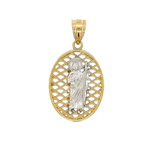 14K Gold Two Tone San Judas Pendant