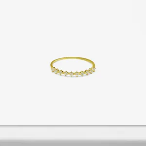 14k Solid Gold Half CZ Ring