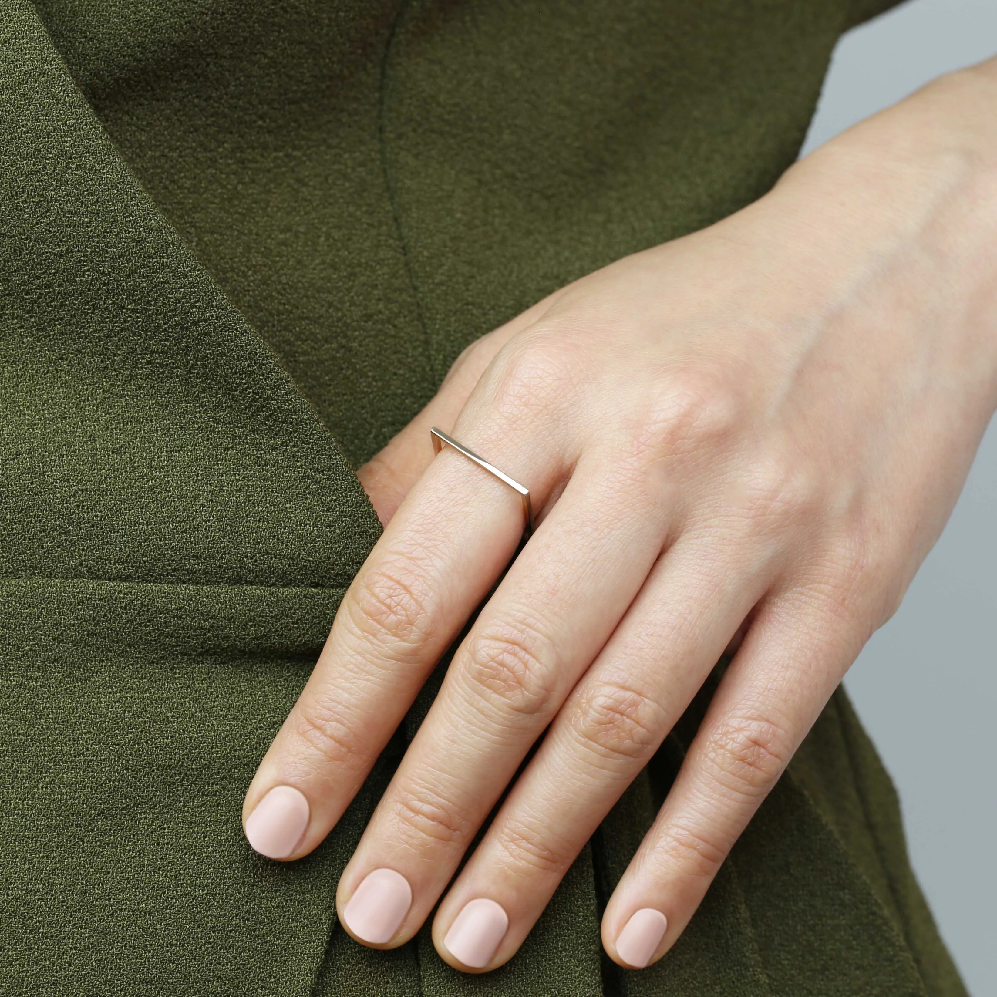 14k Solid Gold Square Ring