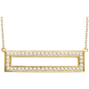14k Yellow Gold 3/8 CTW Diamond Rectangle 16-18" Necklace
