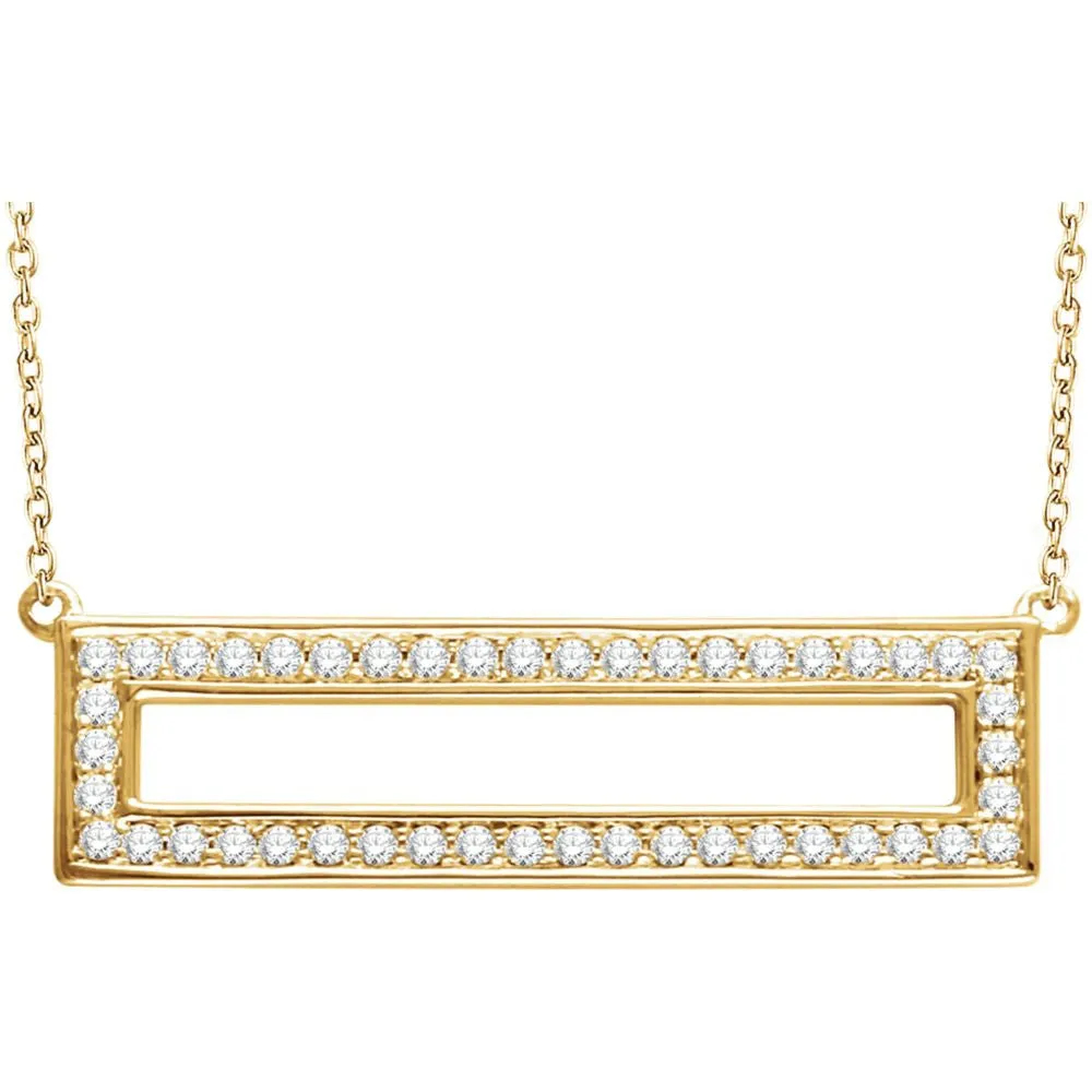 14k Yellow Gold 3/8 CTW Diamond Rectangle 16-18" Necklace