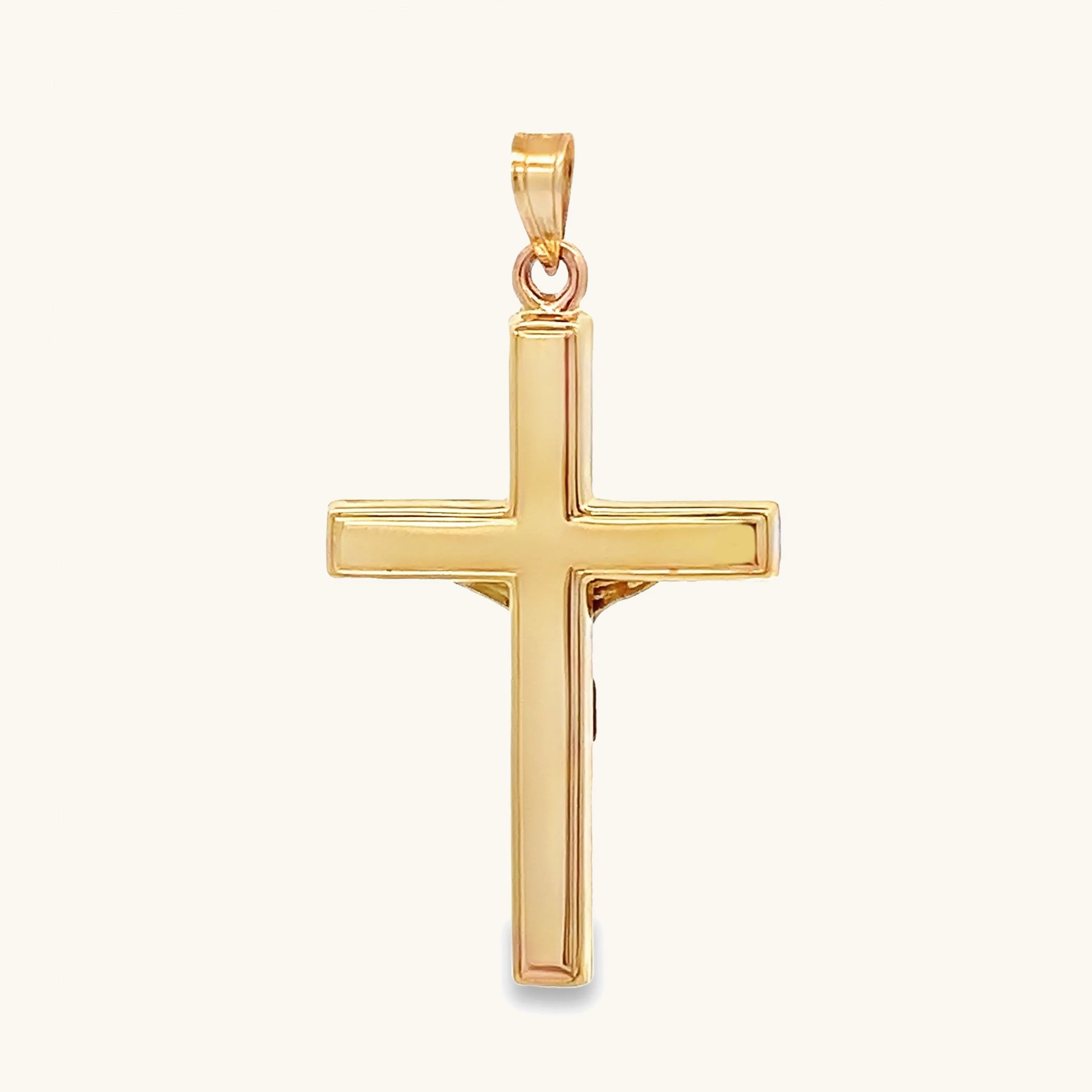 14K YELLOW GOLD PLAIN INRI CRUCIFIX PENDANT