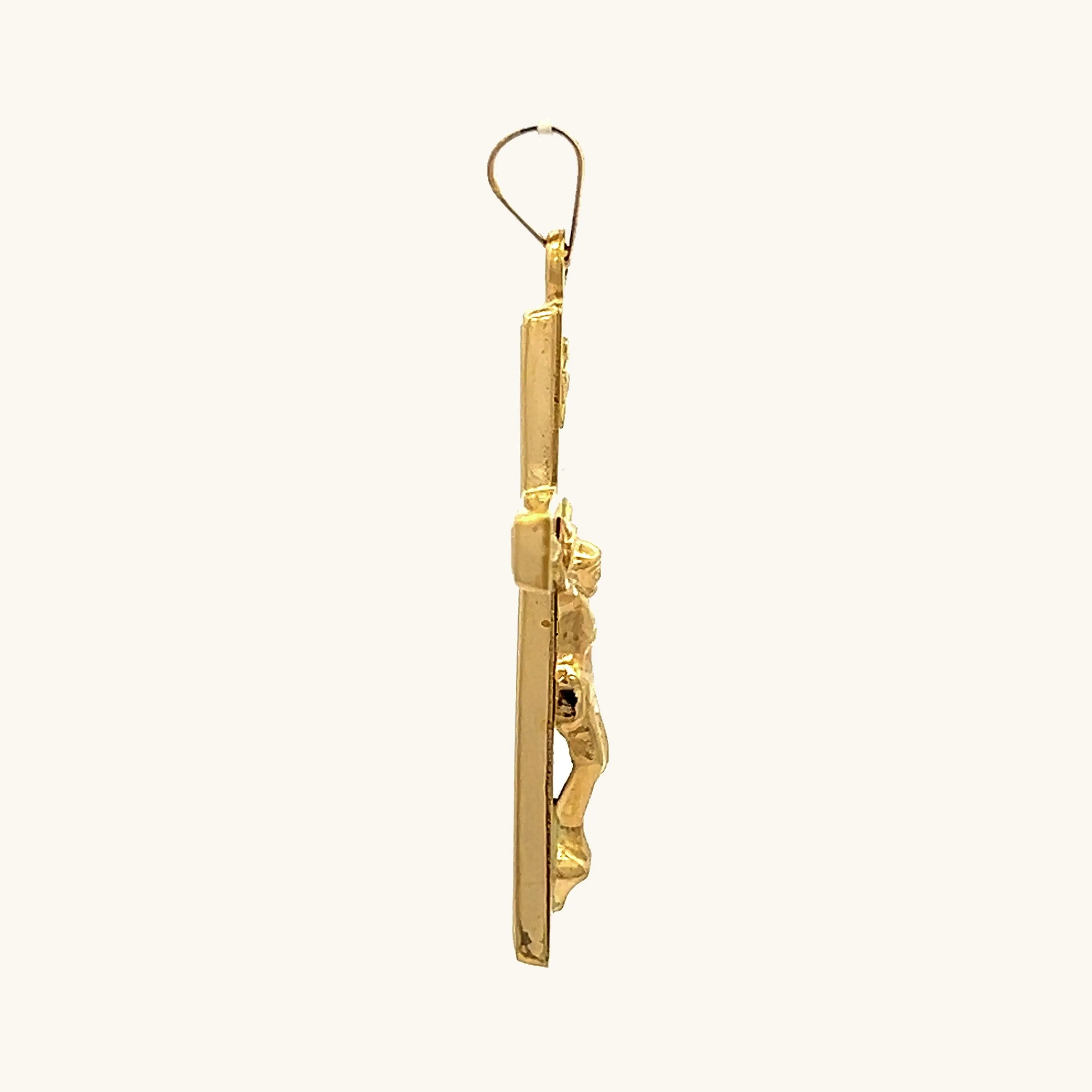 14K YELLOW GOLD PLAIN INRI CRUCIFIX PENDANT
