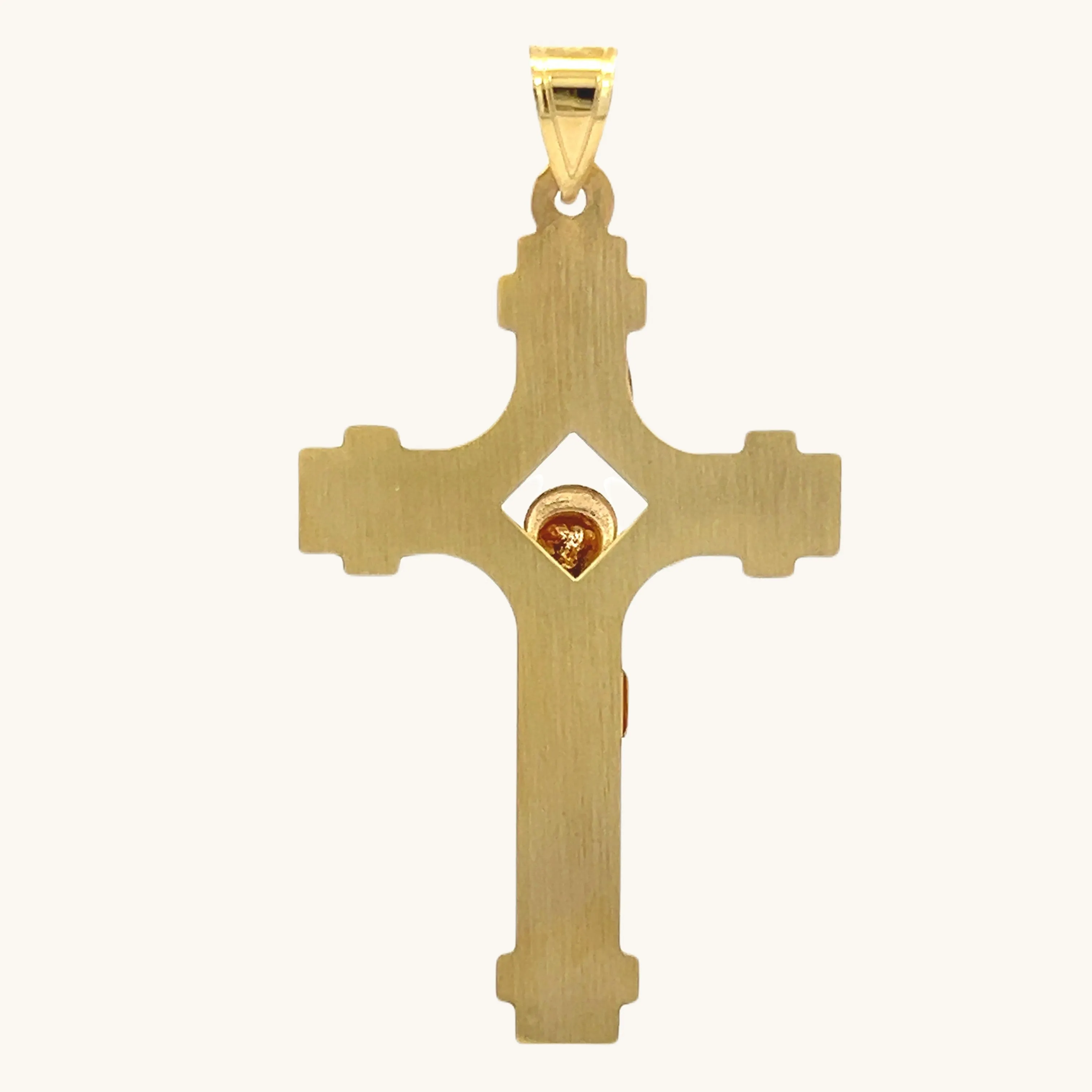 14K YELLOW GOLD XXL PIERCED TUBE INRI CRUCIFIX PENDANT