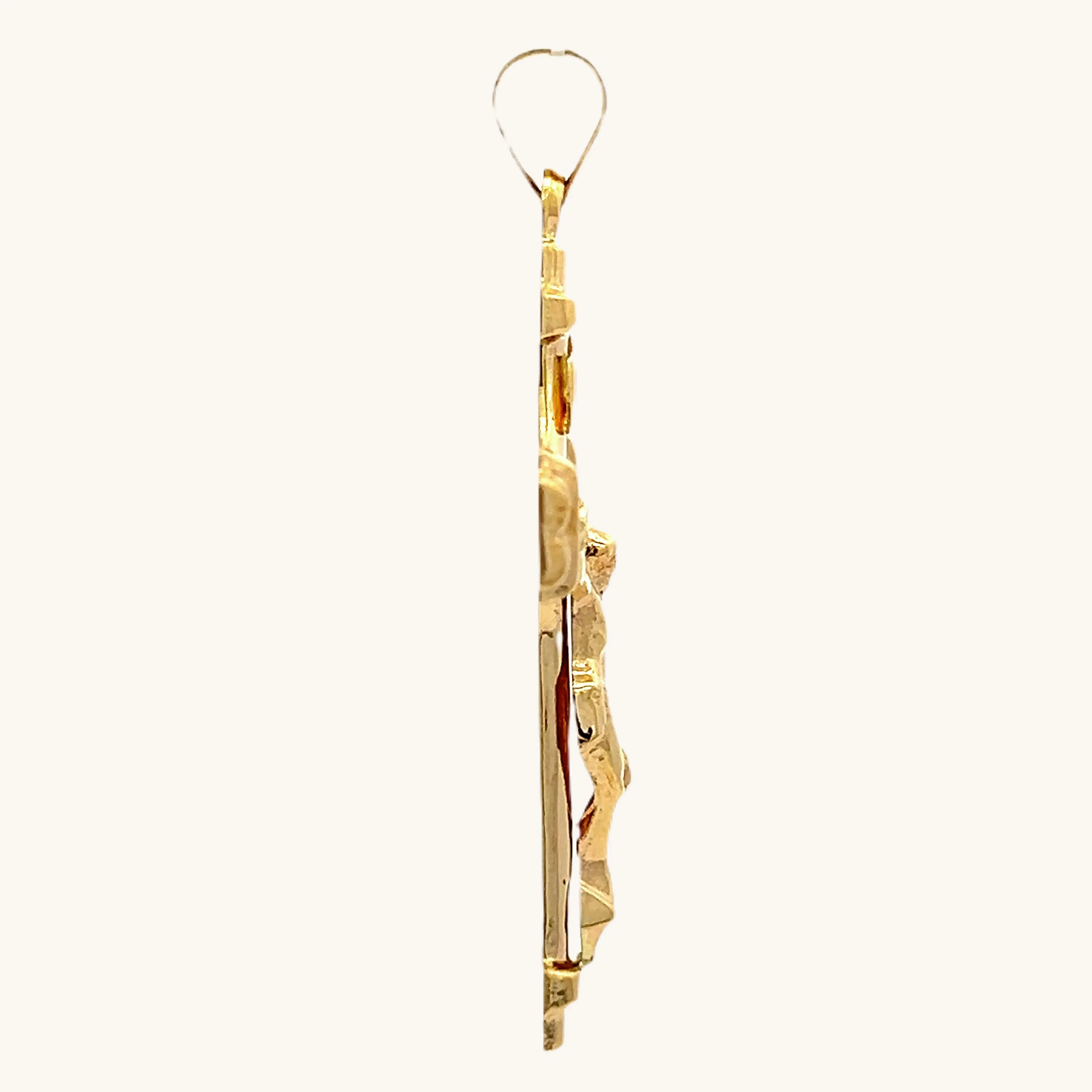 14K YELLOW GOLD XXL PIERCED TUBE INRI CRUCIFIX PENDANT