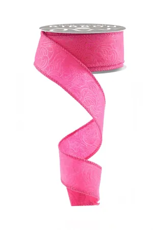 1.5" Floral / Leaves: Hot Pink (10 Yards) NR100111