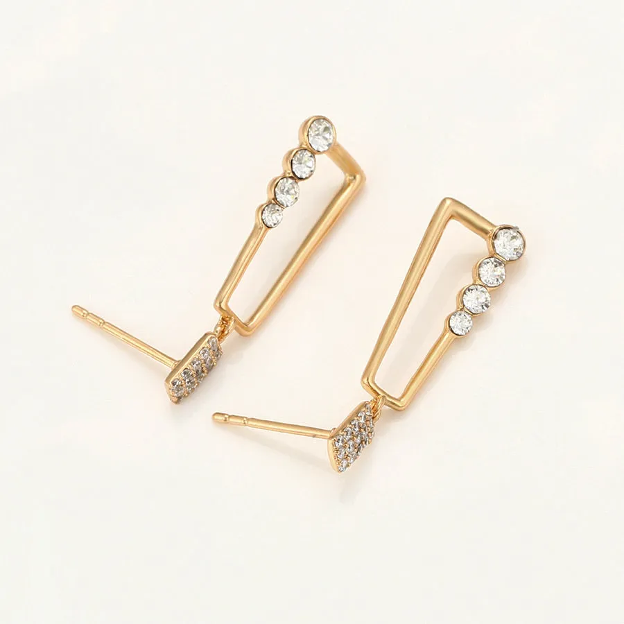 18K Gold Plated  Crystal Geometric Tiny Earring