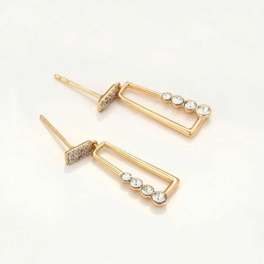 18K Gold Plated  Crystal Geometric Tiny Earring