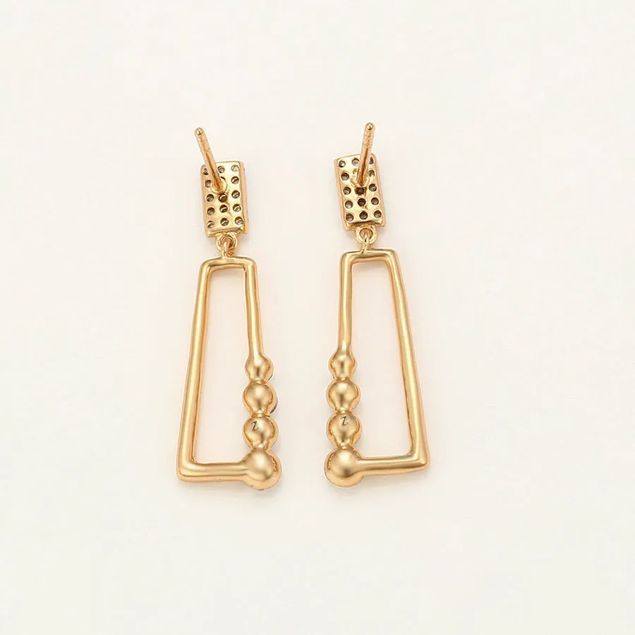 18K Gold Plated  Crystal Geometric Tiny Earring