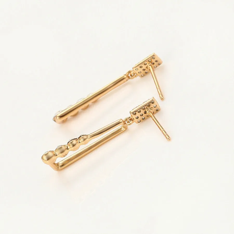 18K Gold Plated  Crystal Geometric Tiny Earring