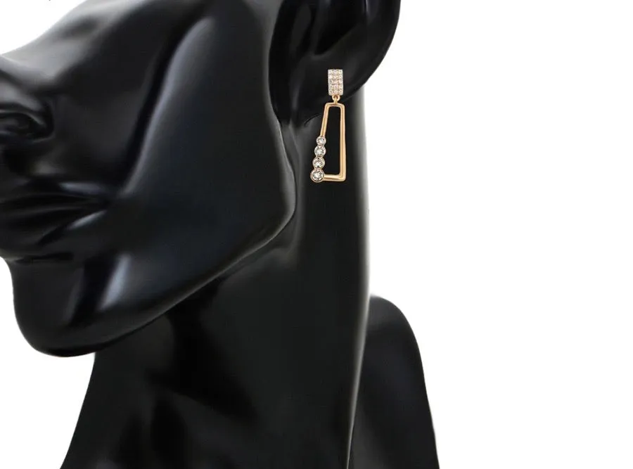 18K Gold Plated  Crystal Geometric Tiny Earring