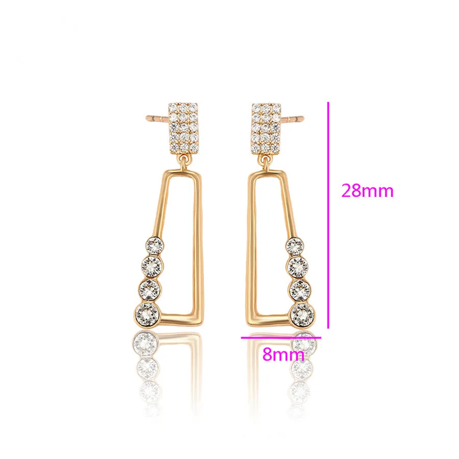 18K Gold Plated  Crystal Geometric Tiny Earring