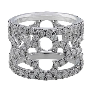 18k White Gold Floral Pave Diamond Ring