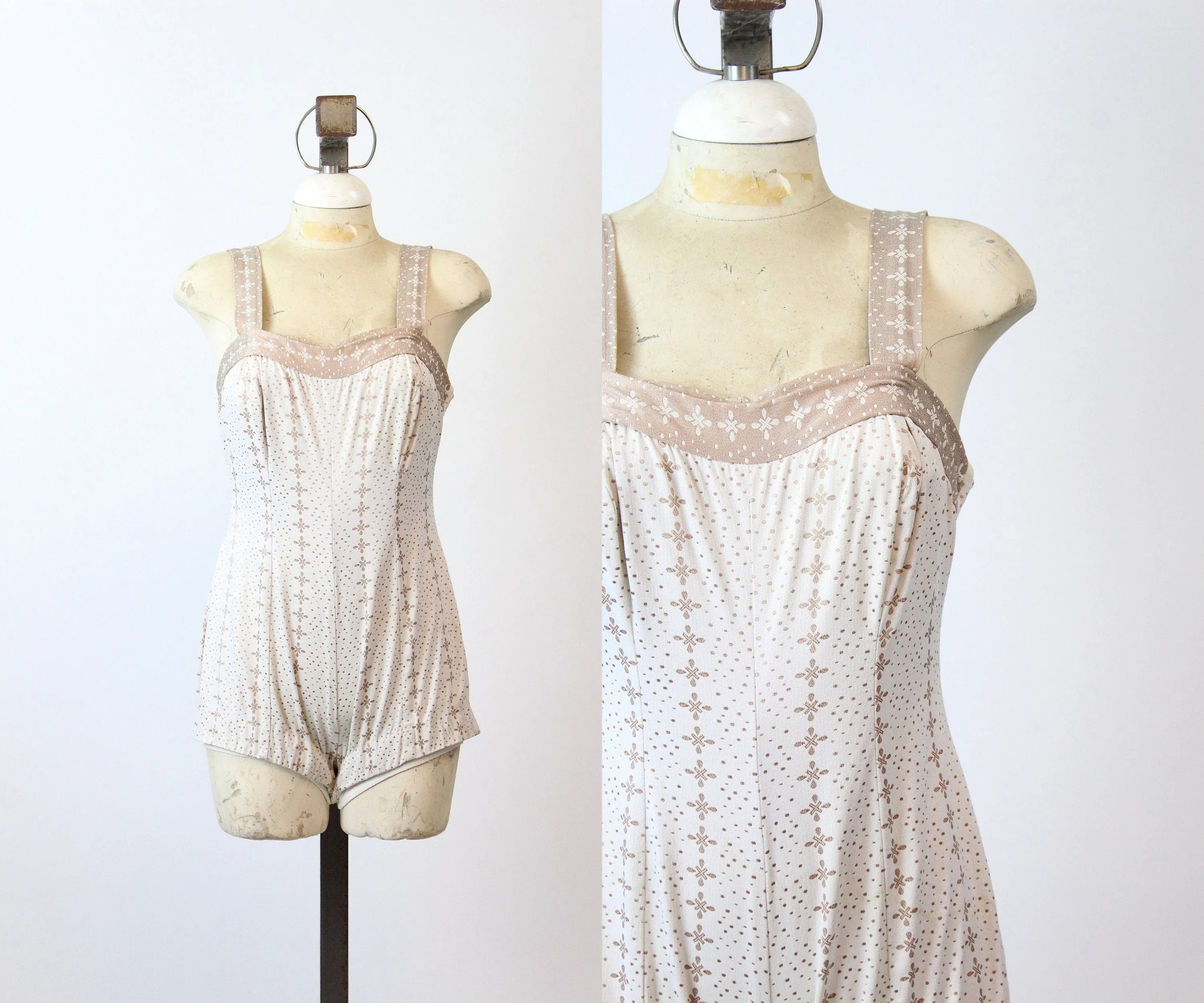 1950s JANTZEN jacquard bathing suit swimwear medium | new spring summer