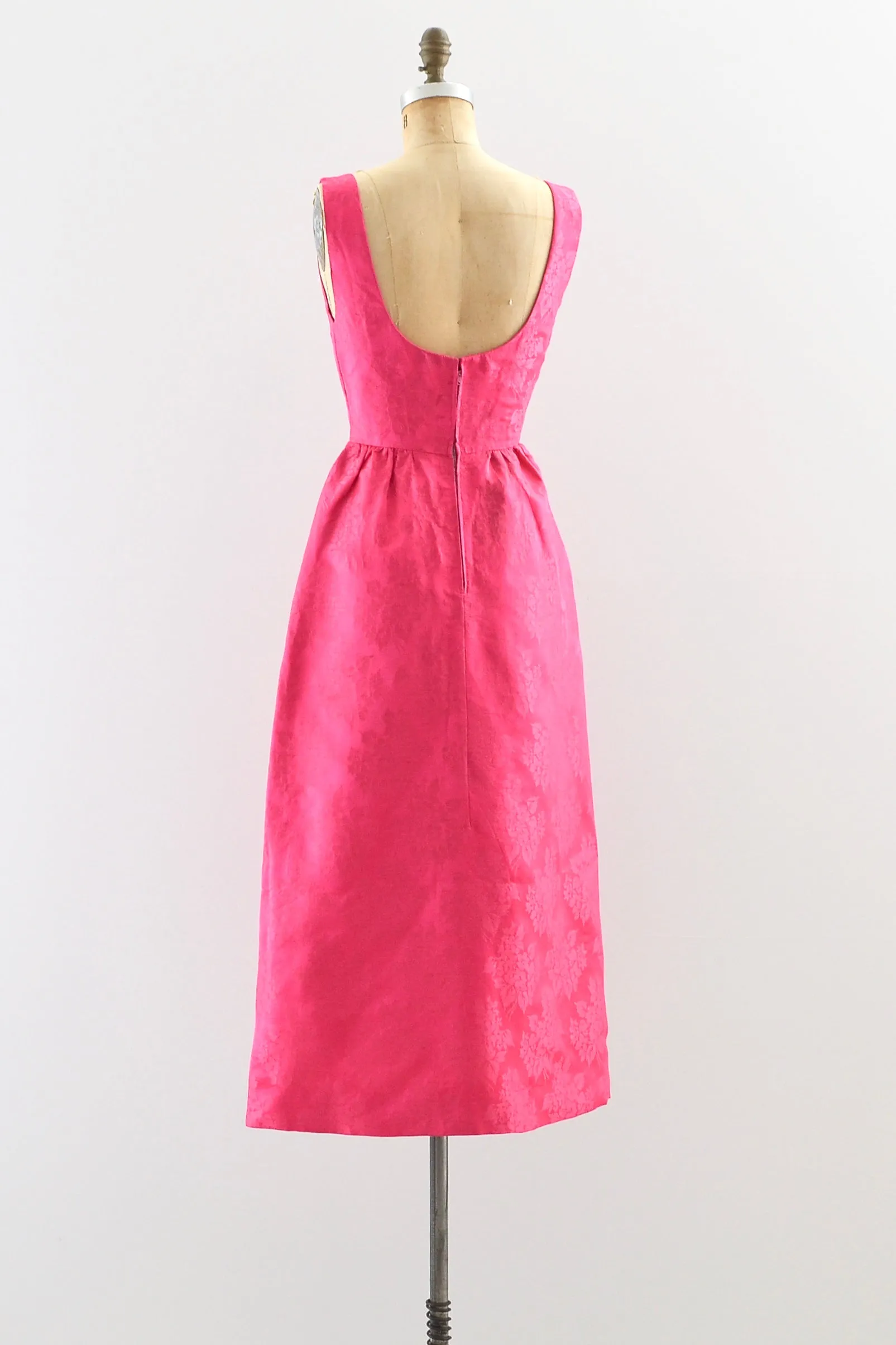 1960s Fuchsia Silk Dress
