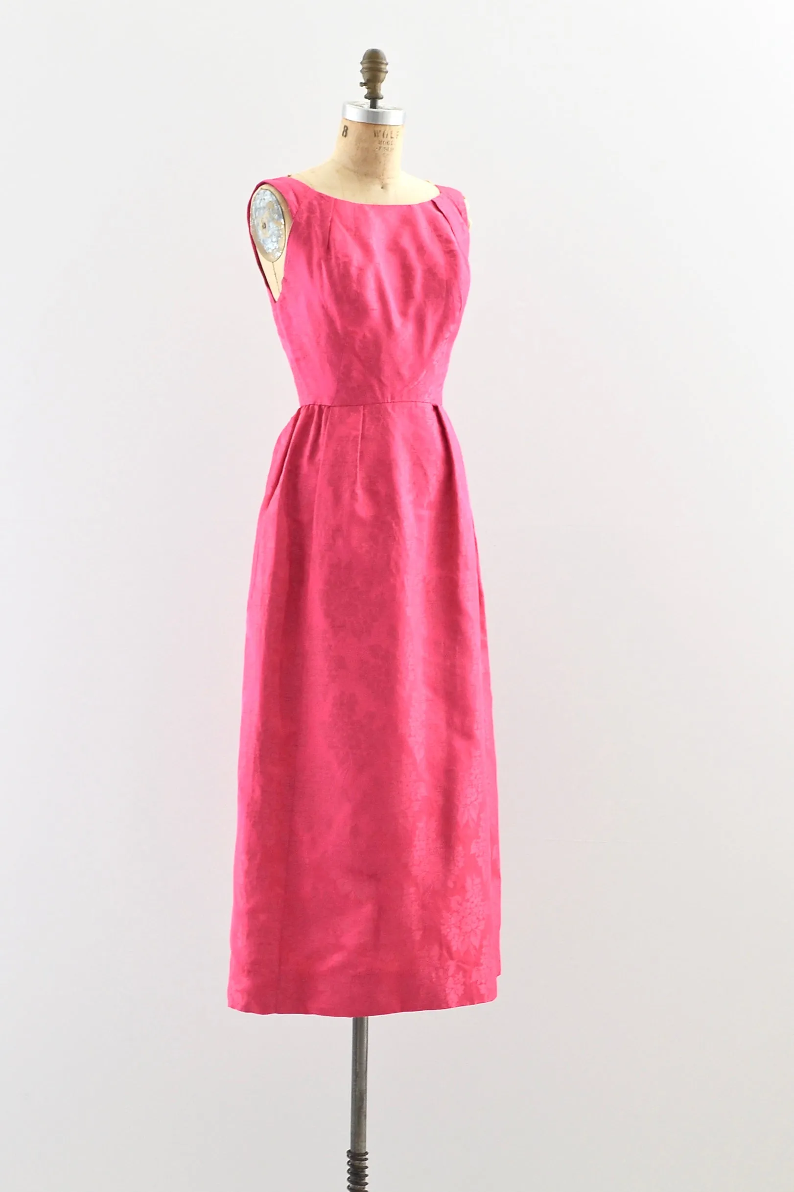 1960s Fuchsia Silk Dress