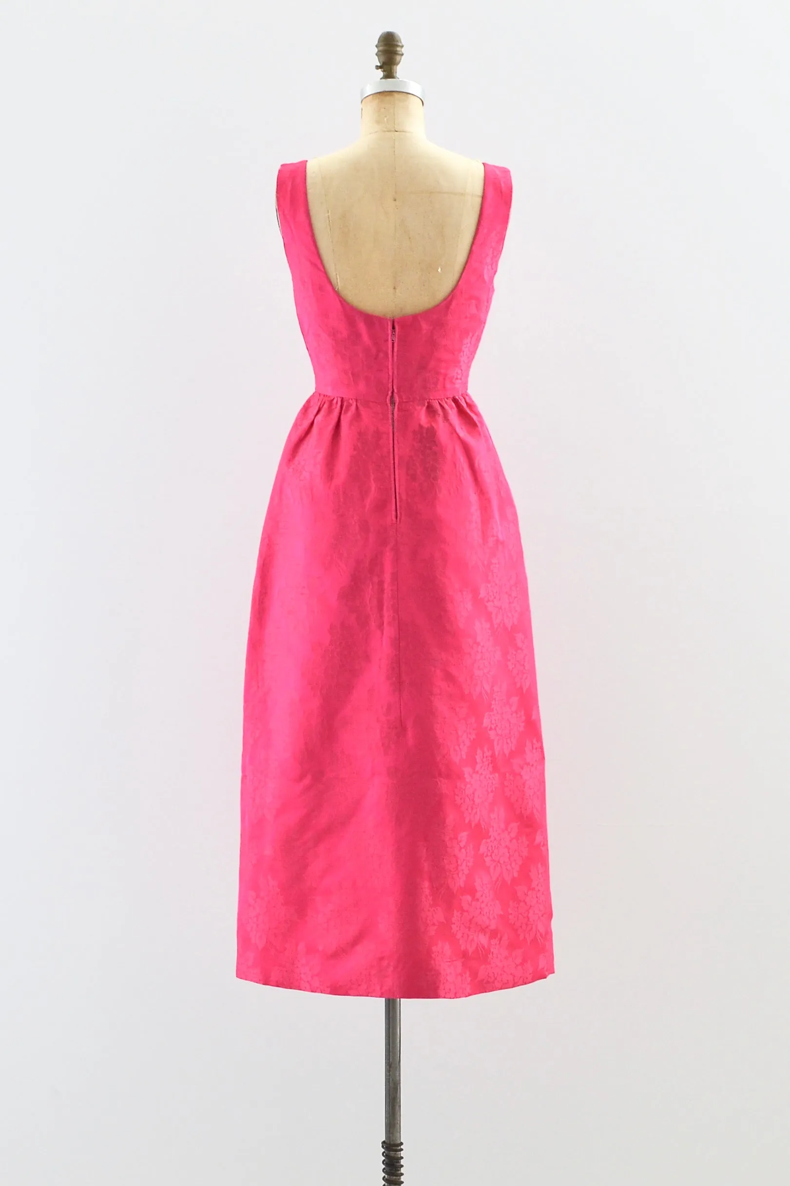 1960s Fuchsia Silk Dress