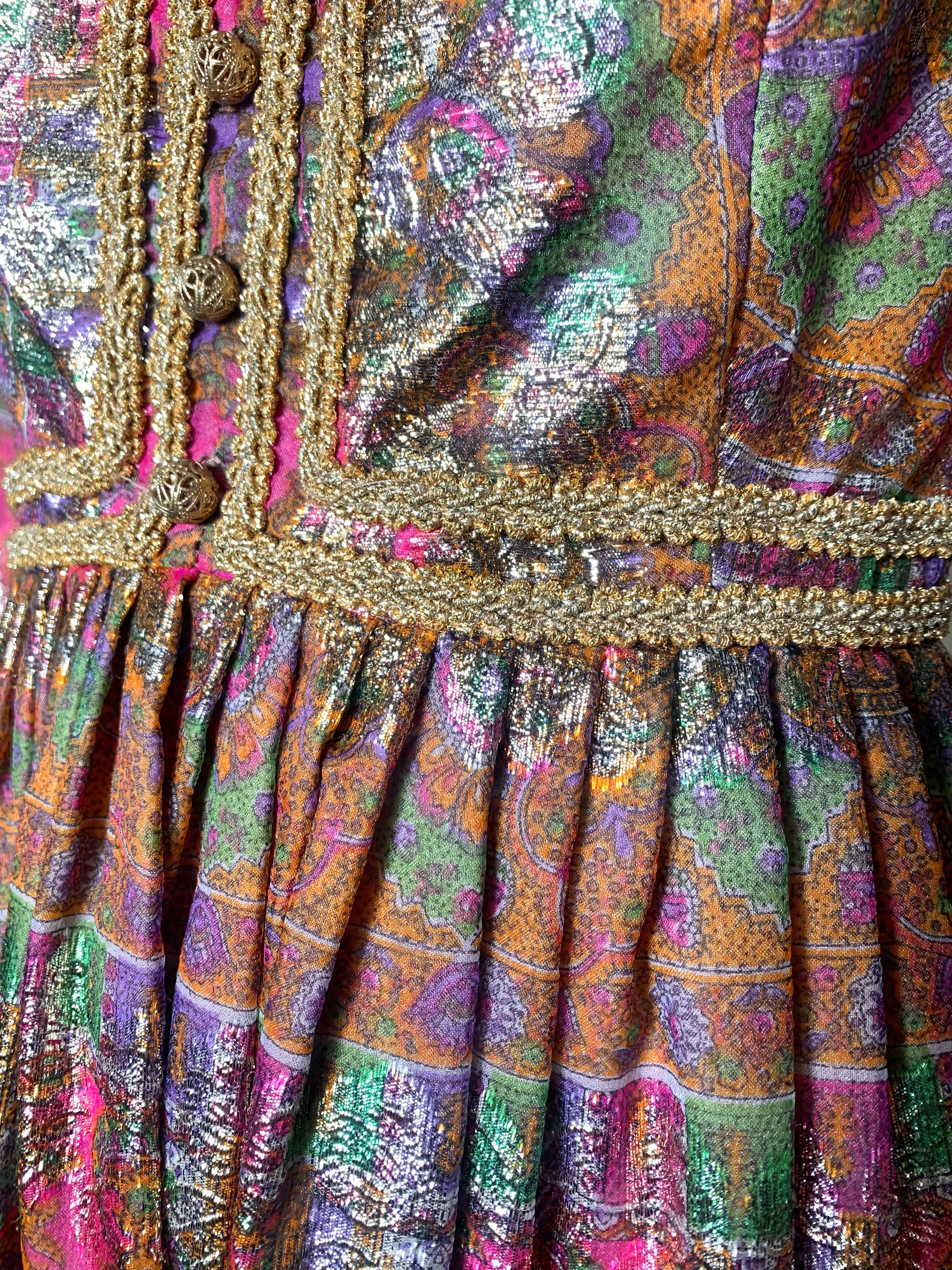 1960's Pink Paisley and Gold Jacquard Lamé Cocktail Dress