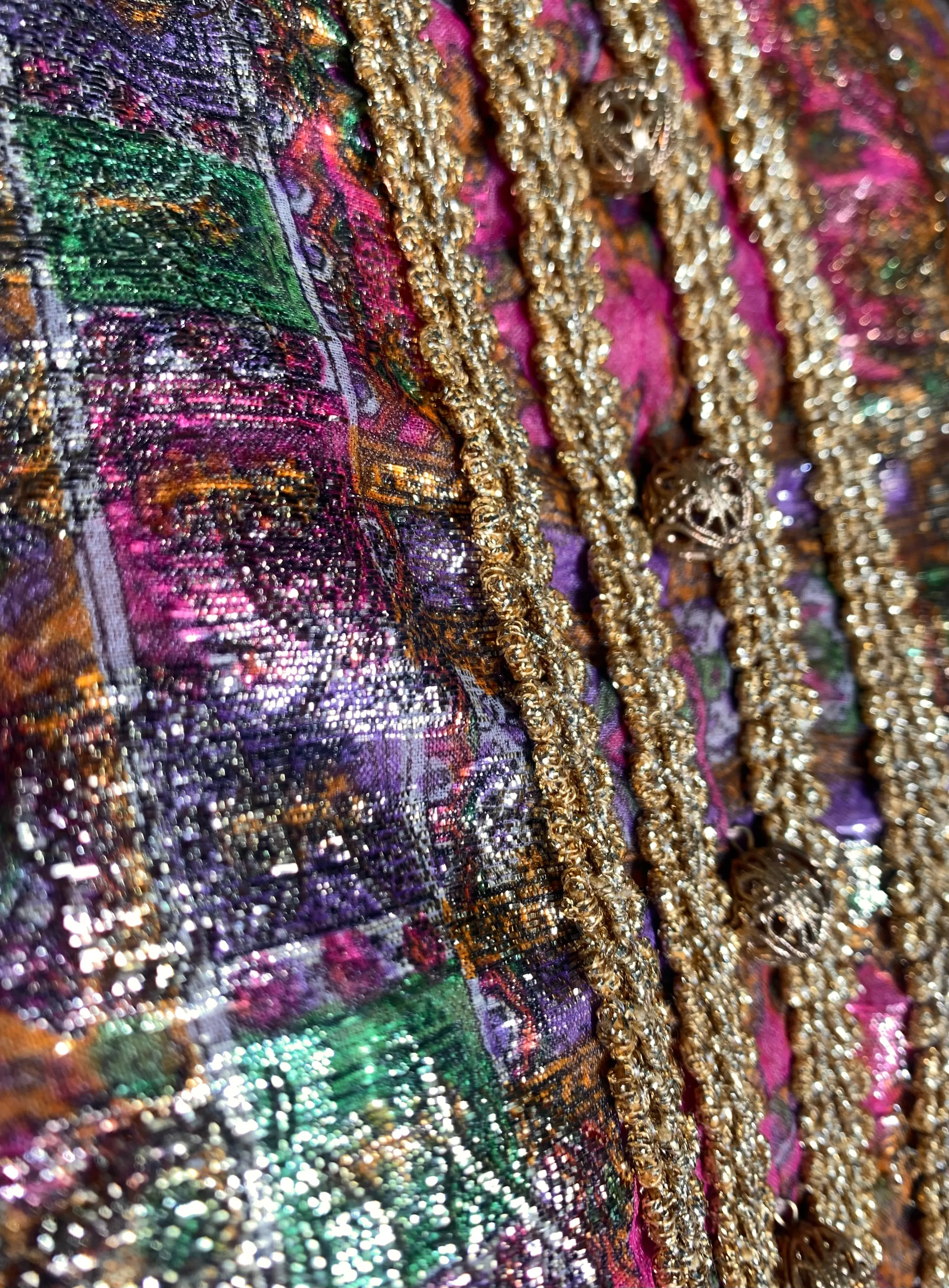 1960's Pink Paisley and Gold Jacquard Lamé Cocktail Dress