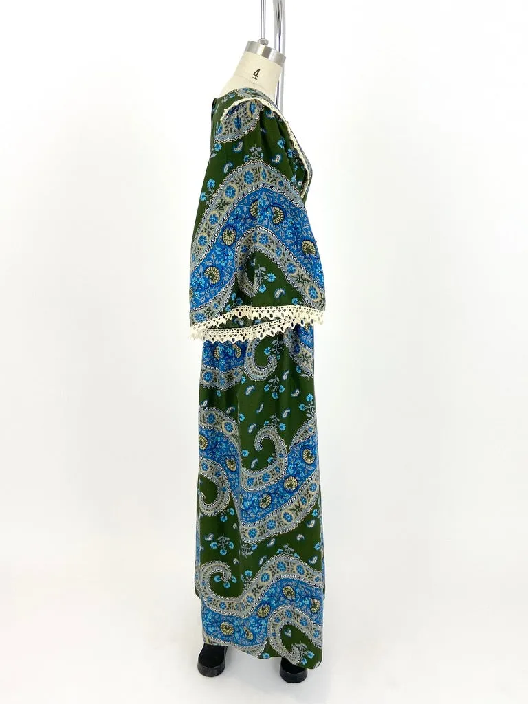 1970's Paisley Maxi Dress