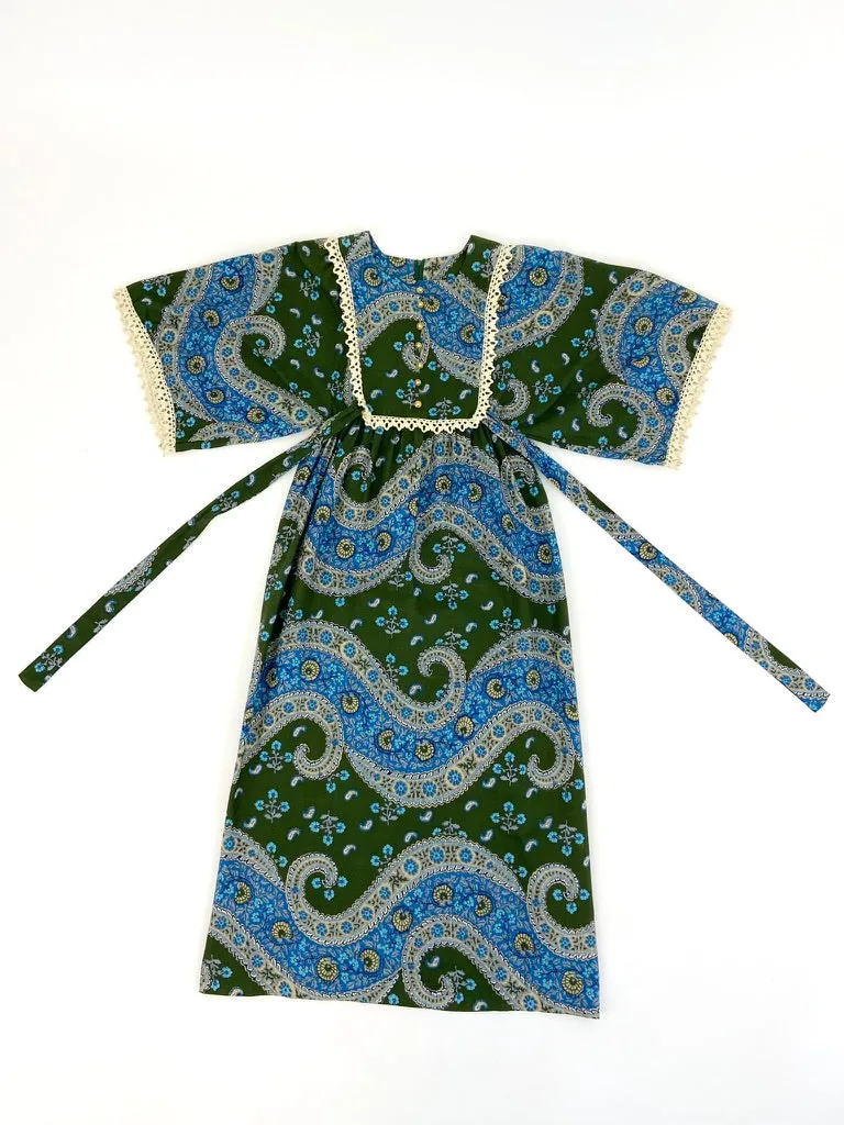 1970's Paisley Maxi Dress