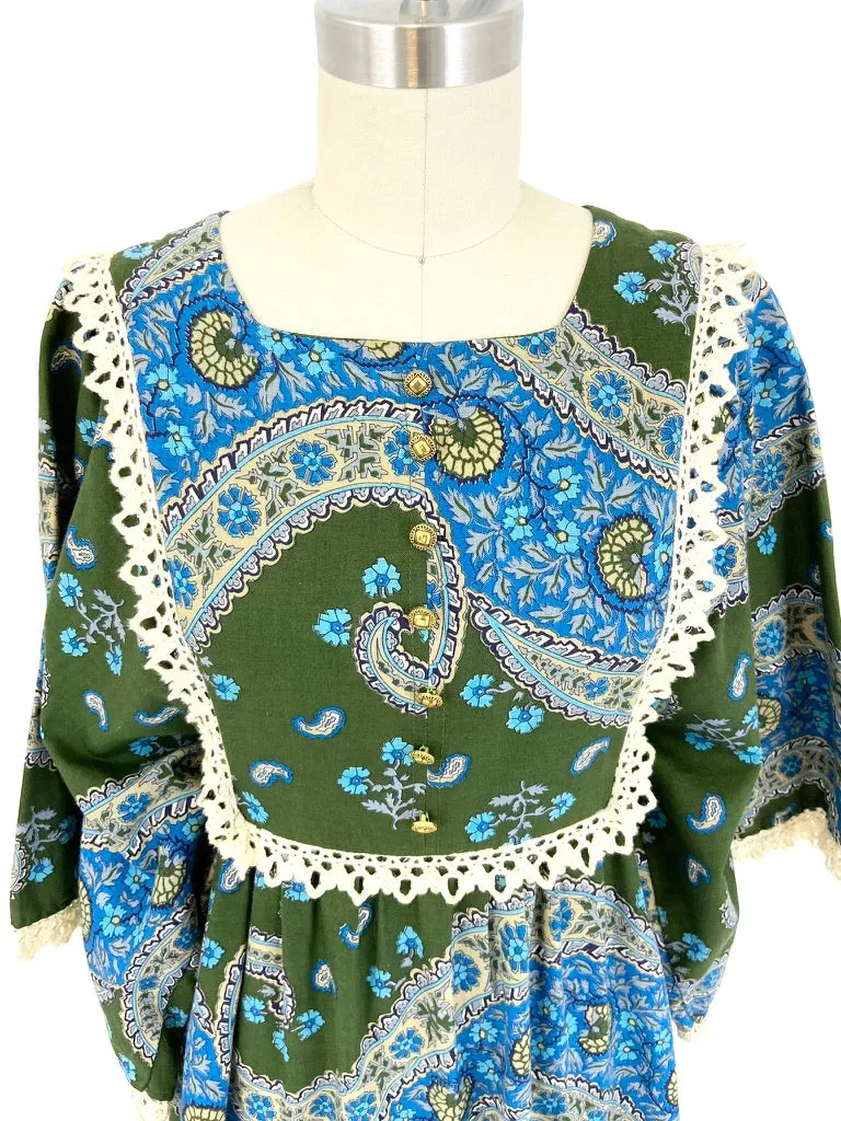 1970's Paisley Maxi Dress