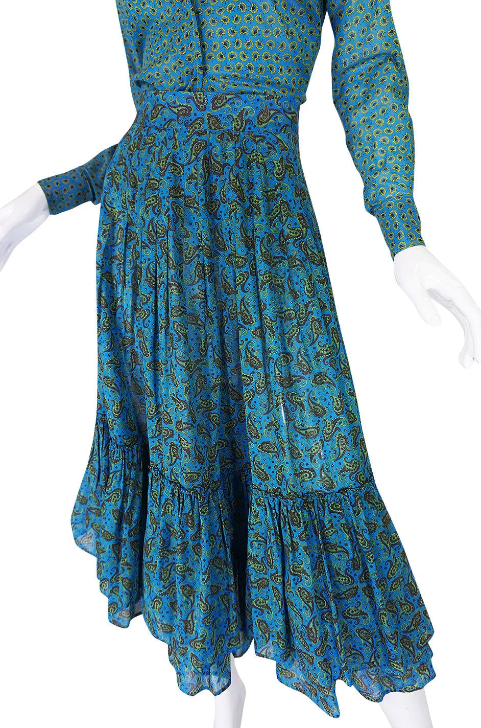 1970s Yves Saint Laurent Ruffled Tiered Skirt & Top Set