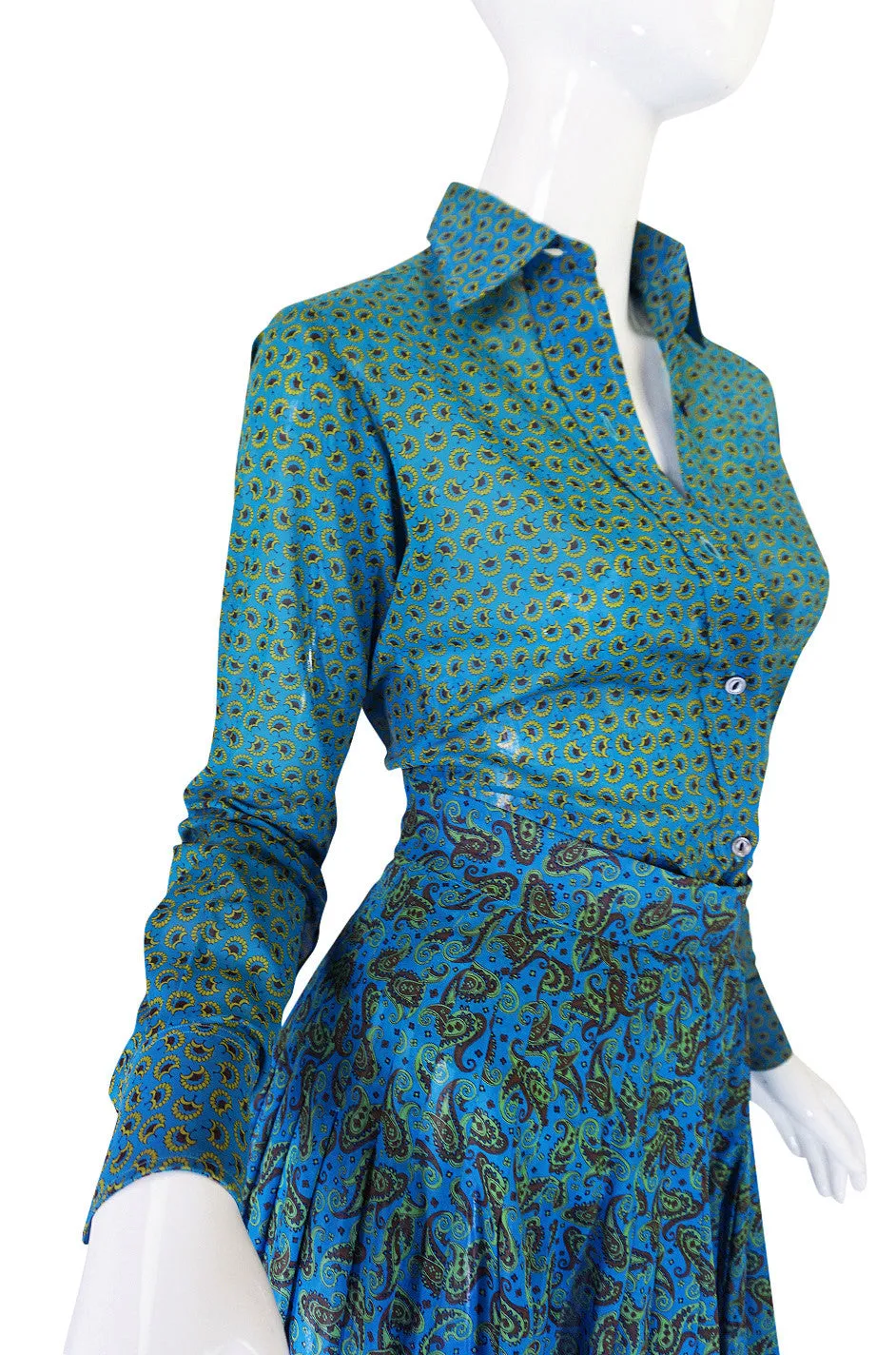 1970s Yves Saint Laurent Ruffled Tiered Skirt & Top Set