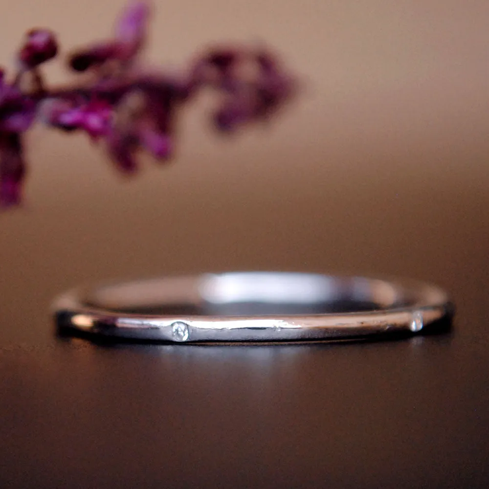 1mm Dainty Flush Set Diamond 5 Diamond Eternity Ring