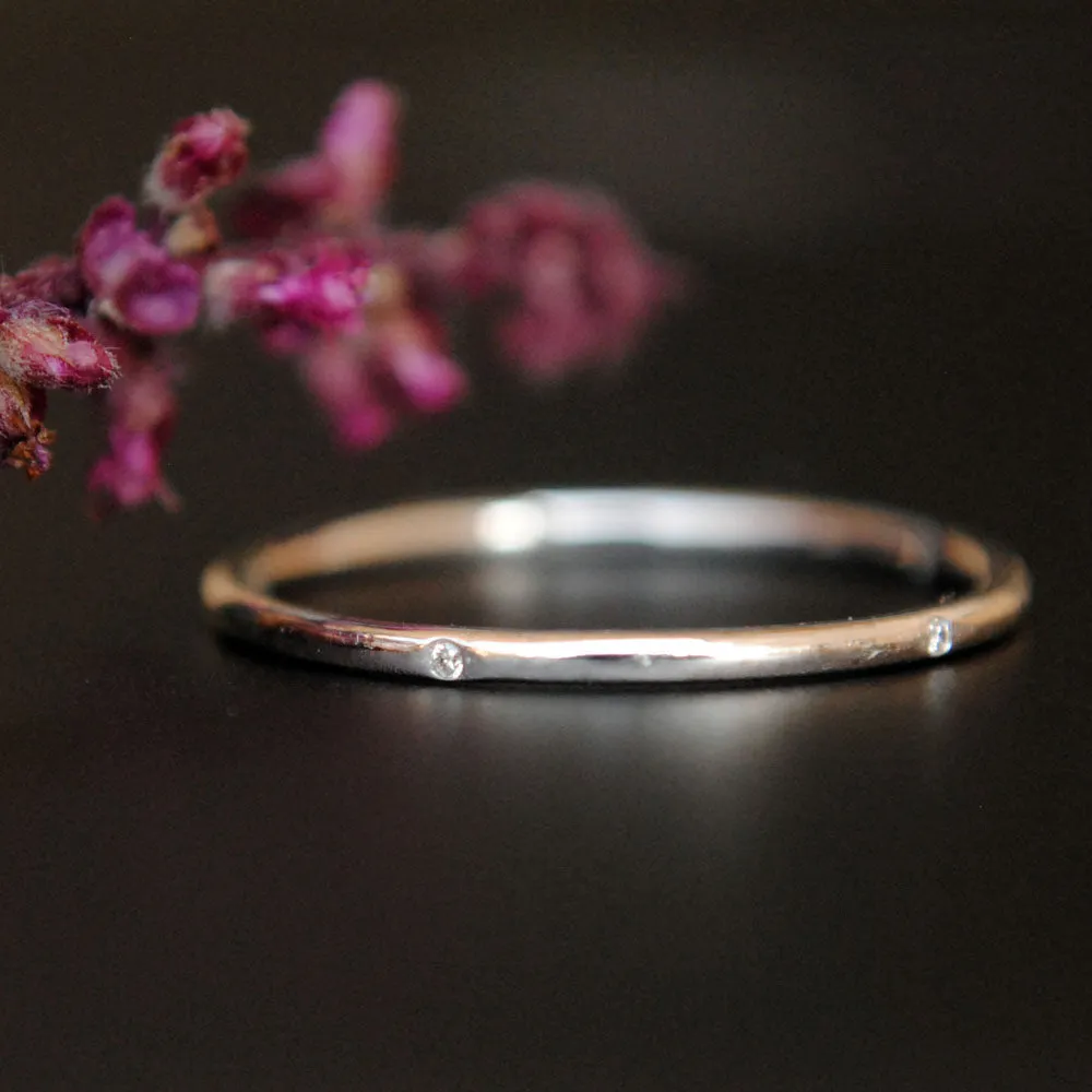 1mm Dainty Flush Set Diamond 5 Diamond Eternity Ring